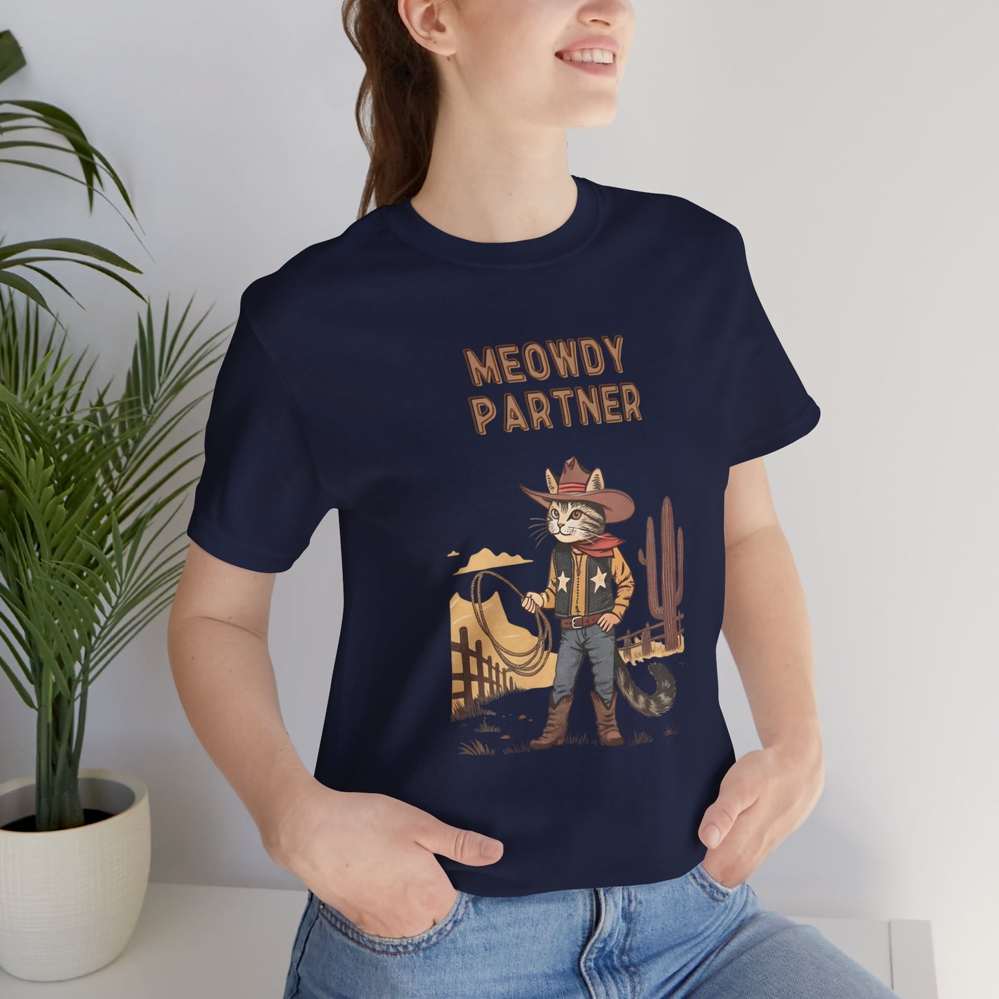 The Meowdy Partner - Cowboy Cat Image T-Shirt - furevermama