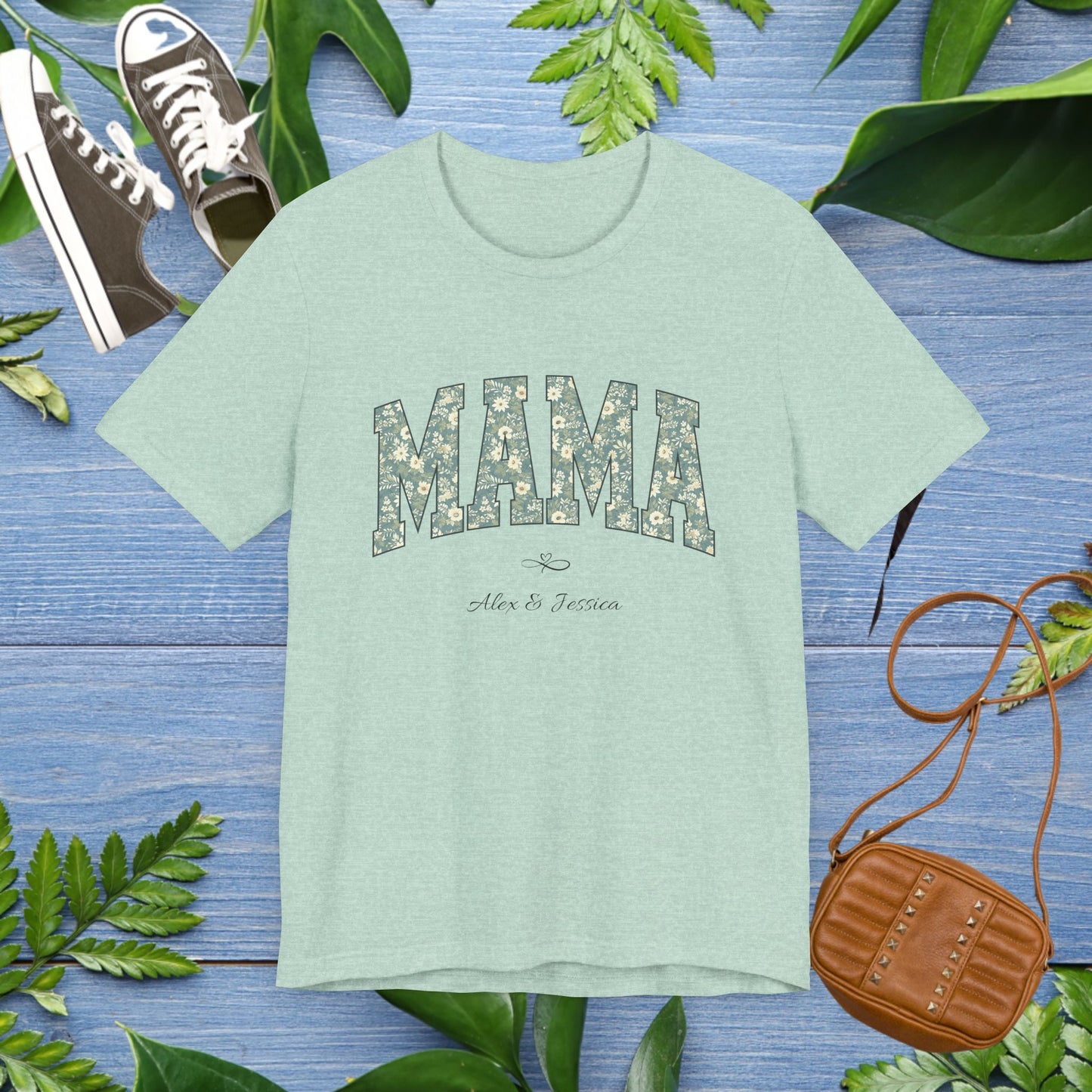 Mama Loved By Personalised Names T-Shirt