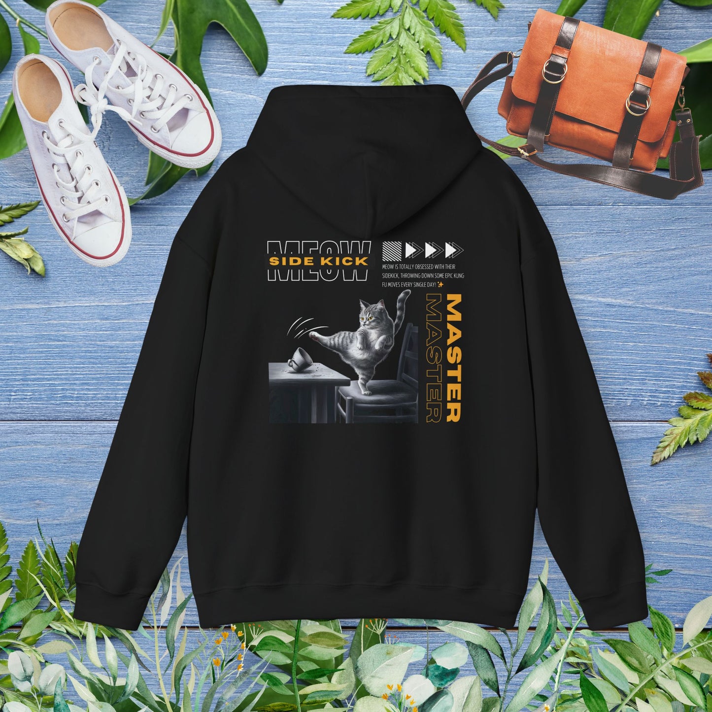 Meow Side Kick Unisex Hoodie (Double-Sided) - furevermama