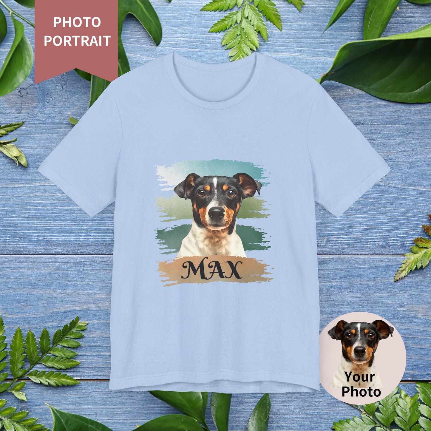 Custom Pet Portrait T-Shirt, Green Brush Edition - furevermama
