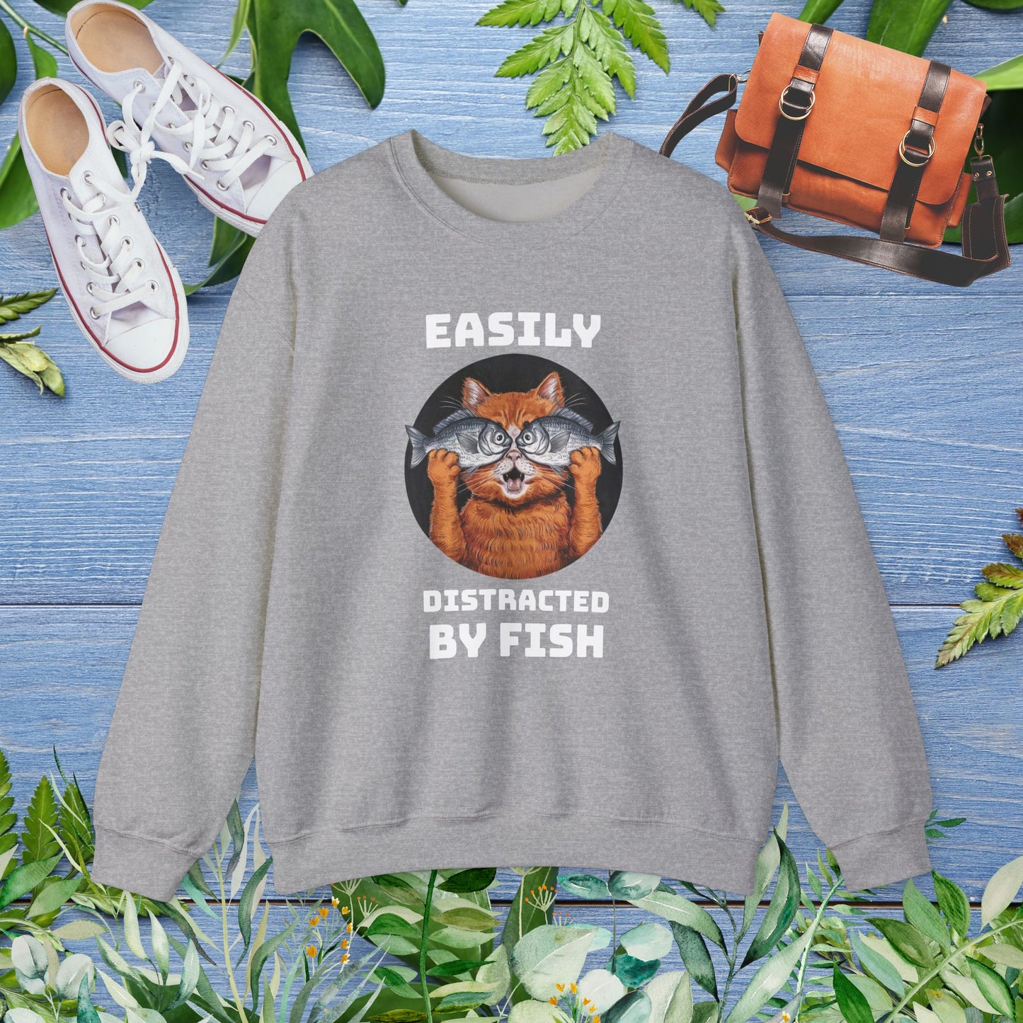 Easily Distracted by Fish, Cat Sweatshirt - furevermama