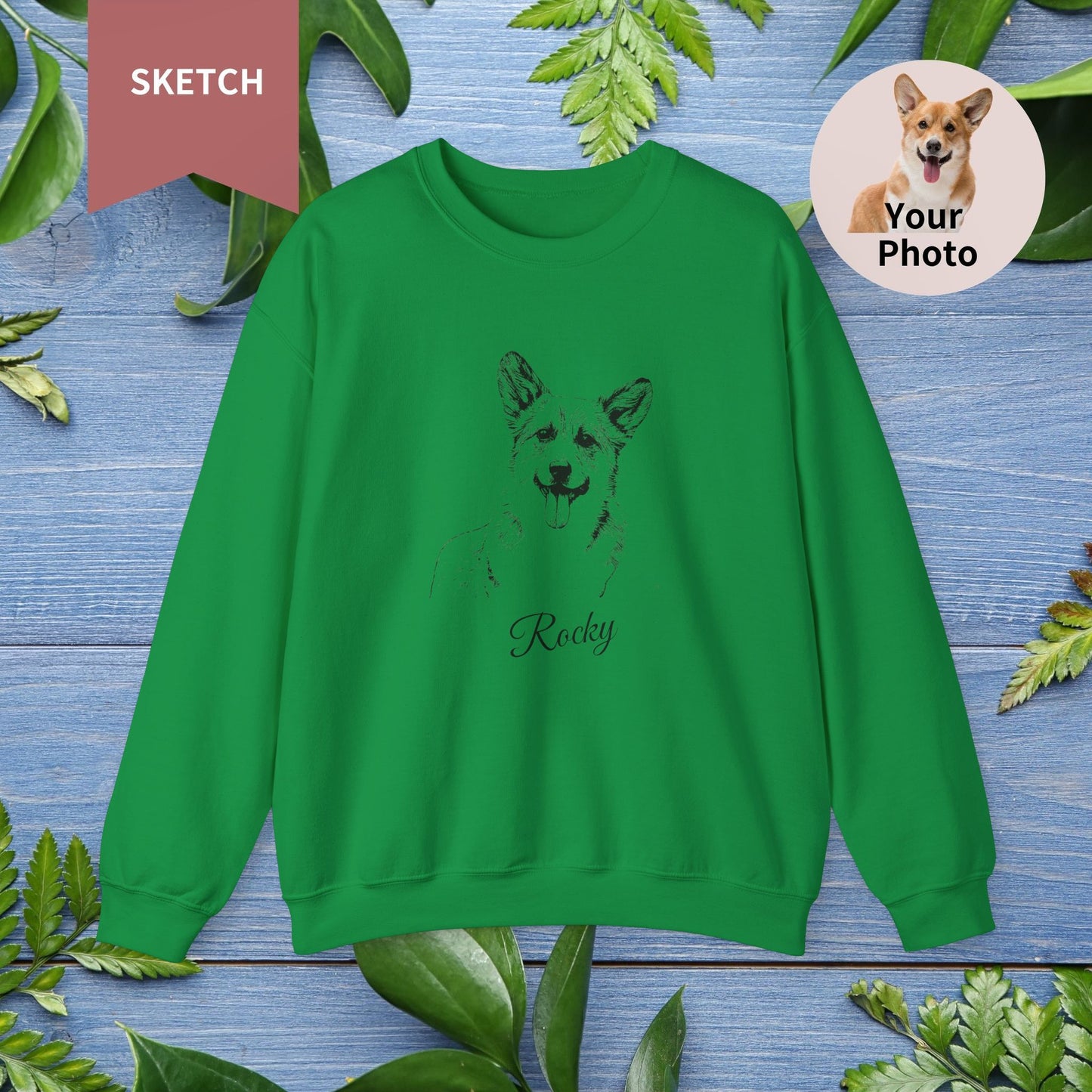 Custom Pet Sketch Crewneck Sweatshirt - furevermama