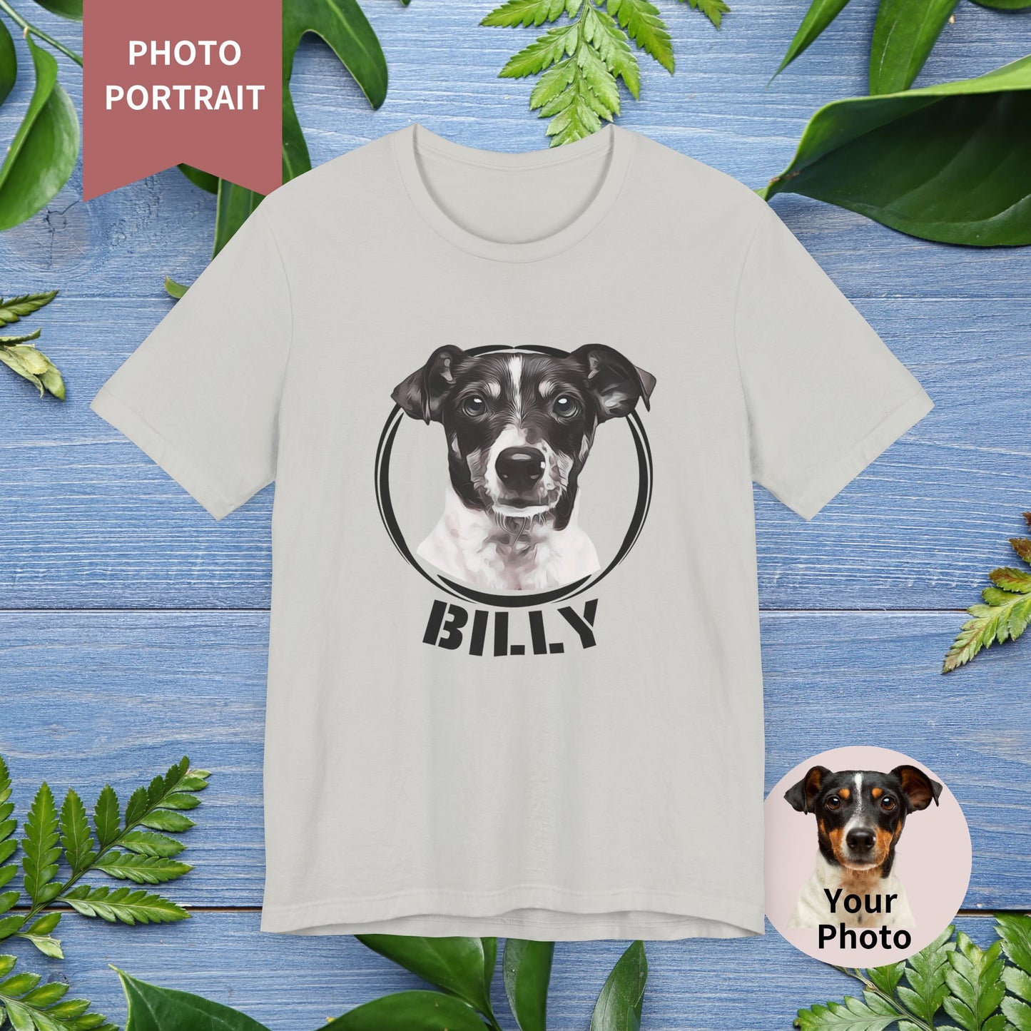 Custom Pet Portrait T-Shirt, Black and White - furevermama