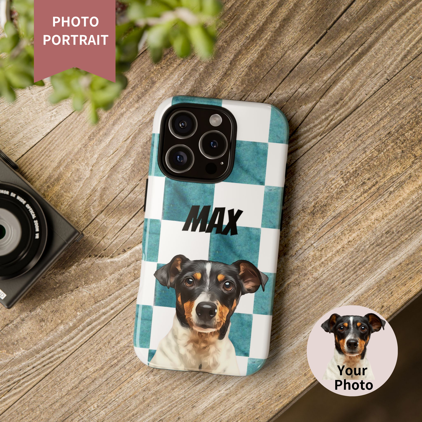 Custom Pet Portrait Phone Case, Checker Edition - furevermama