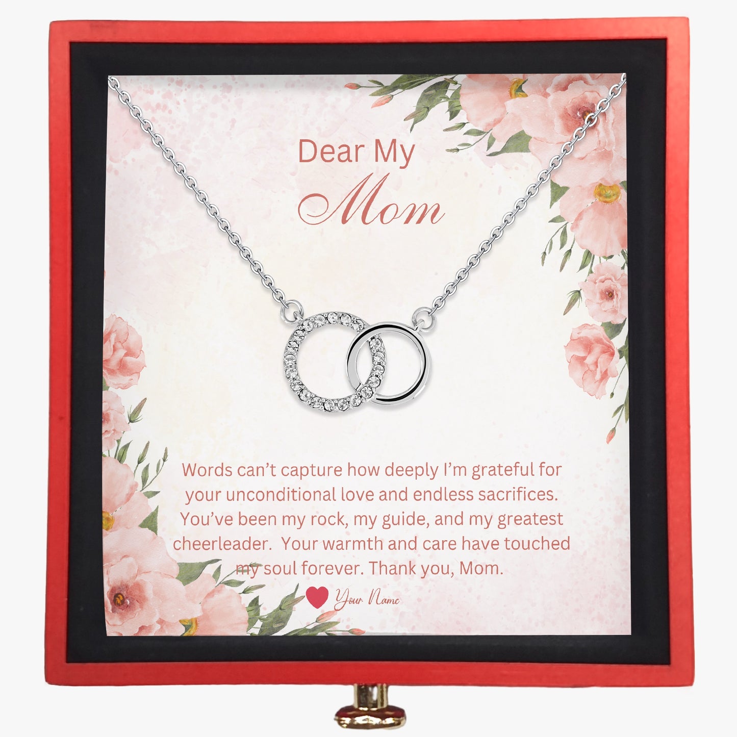 Interlocking Necklace For Mom - Custom Name On Message Card - furevermama