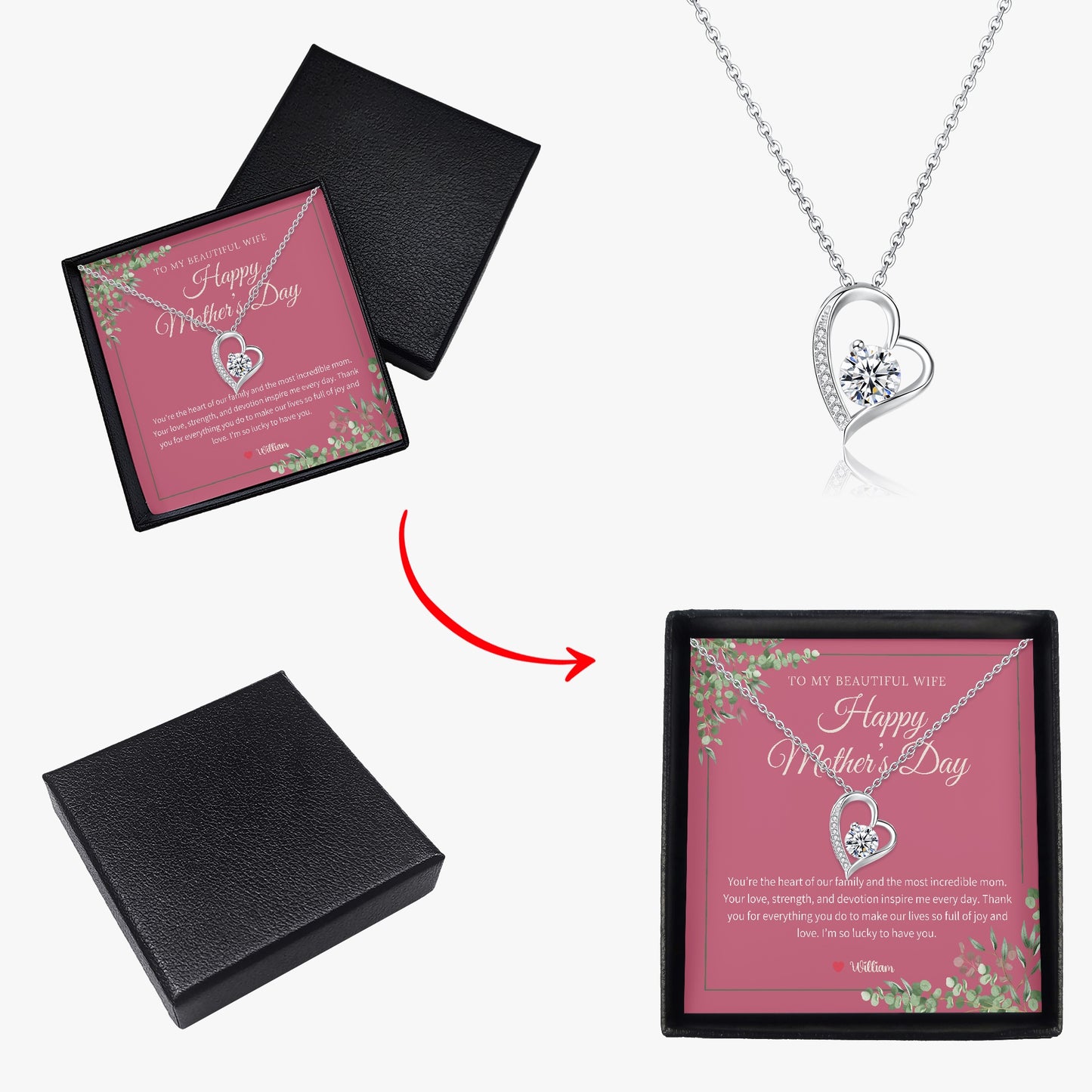 Zirconia Necklace with Gift Box - To My Beautiful Wife - furevermama