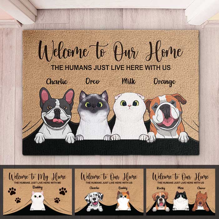 Welcome To Our Home - Funny Personalized Dog/ Cat Clipart Decorative Doormat - furevermama