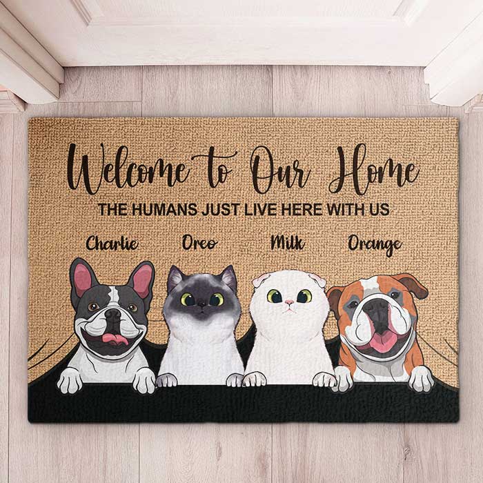 Welcome To Our Home - Funny Personalized Dog/ Cat Clipart Decorative Doormat - furevermama