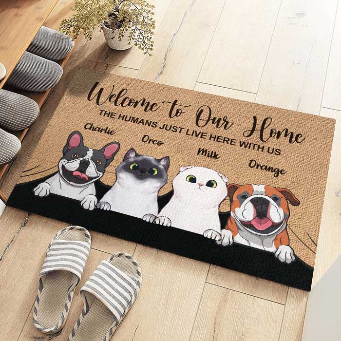 Welcome To Our Home - Funny Personalized Dog/ Cat Clipart Decorative Doormat - furevermama