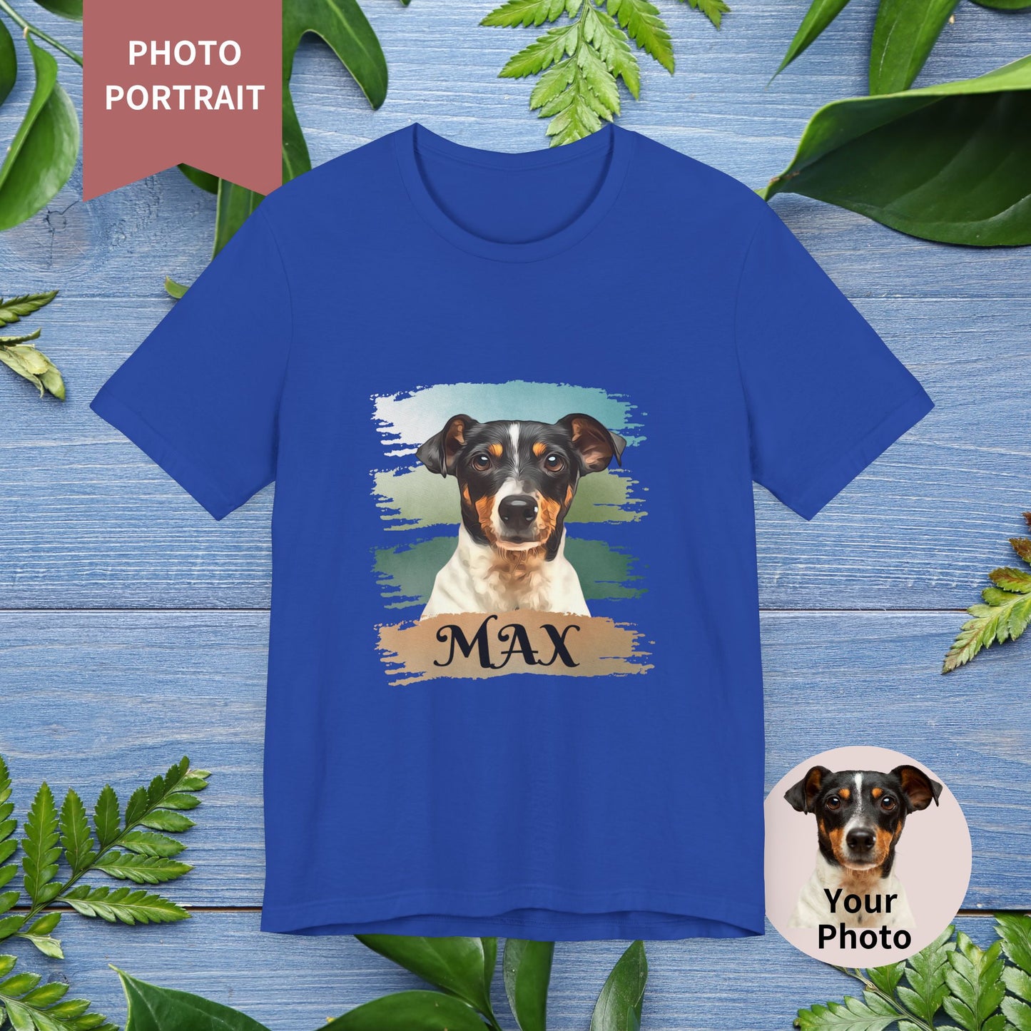 Custom Pet Portrait T-Shirt, Green Brush Edition - furevermama