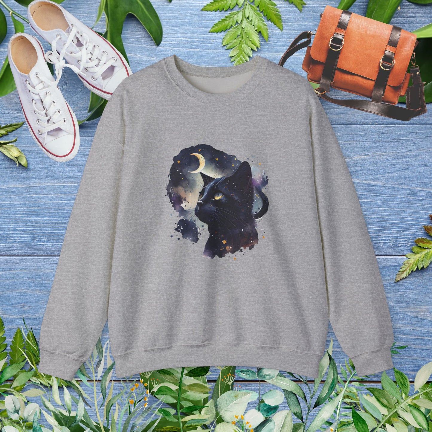 Moon Night Cat Crewneck Sweatshirt - furevermama
