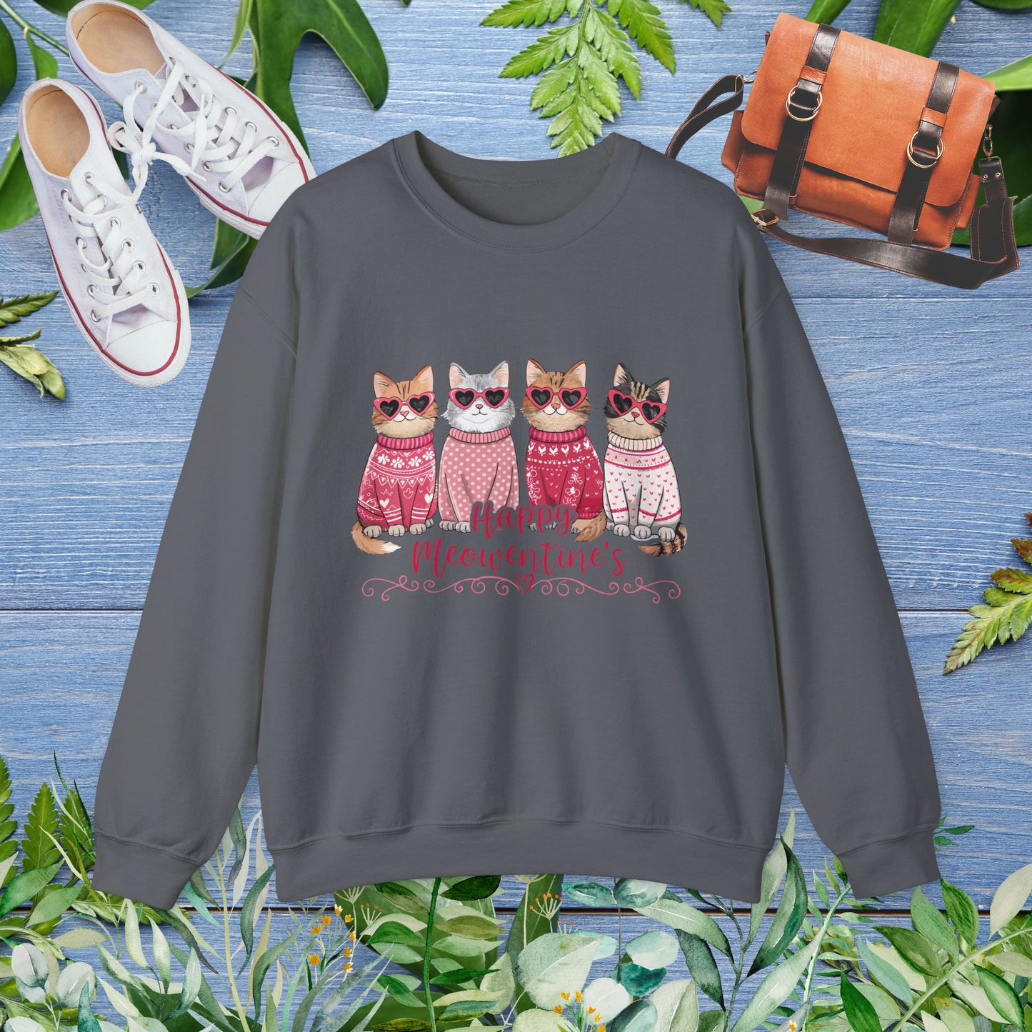 Happy Meowentine's Crewneck Sweatshirt - furevermama