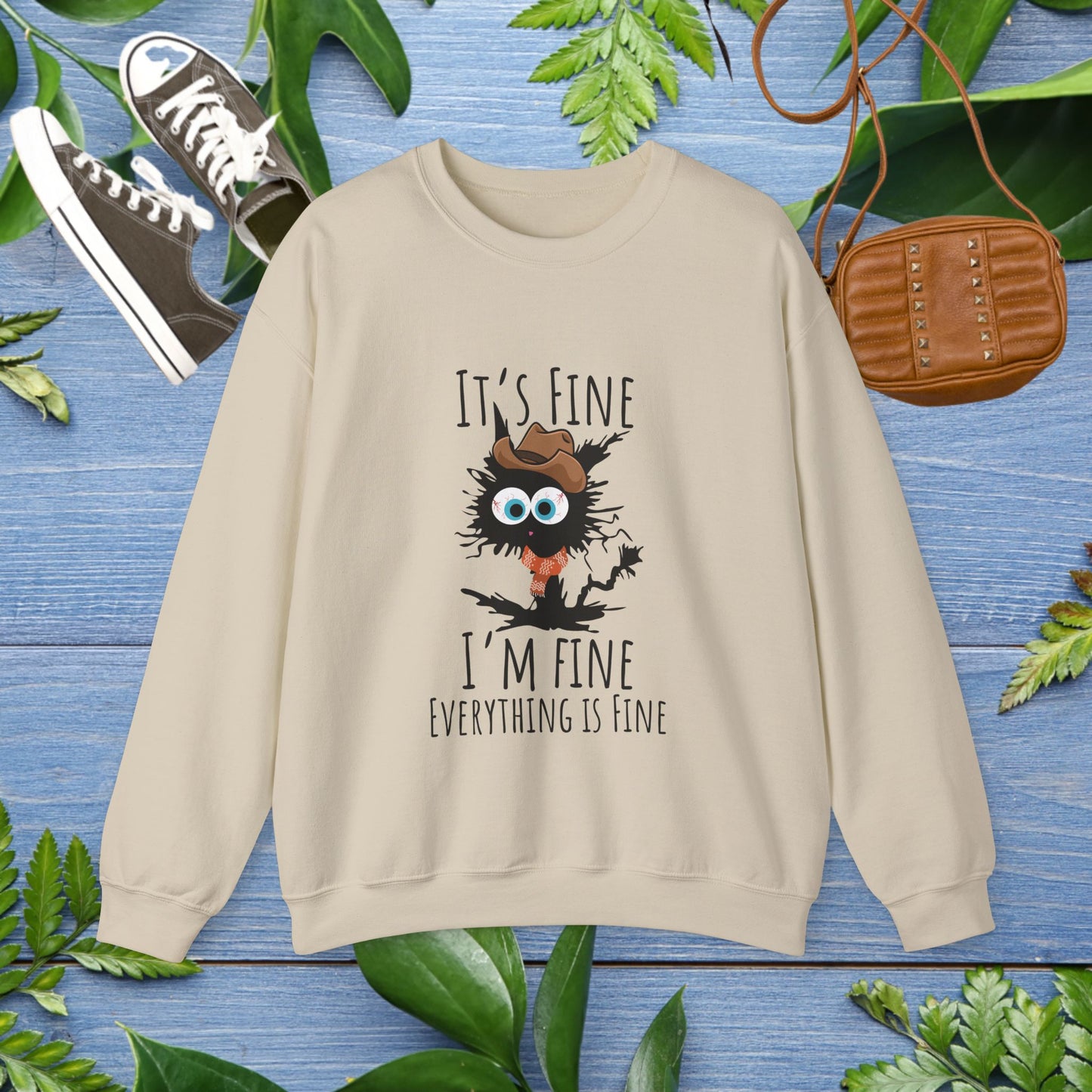 Everything Is Fine Meowdy Sweatshirt - furevermama