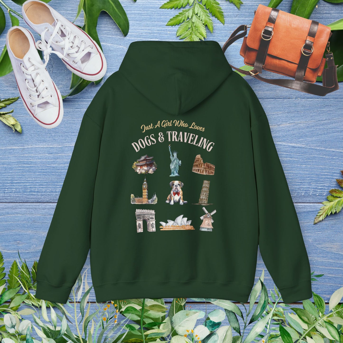 (Custom) Just A Girl Who Loves Dogs and Traveling Unisex Hoodie - Custom Text, Front or Back Print, Dogs or Cats - furevermama