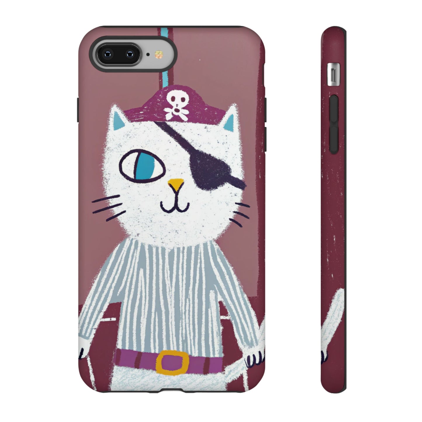 Phone Cases - Hand-Drawn Pirate Cat Design for Cat Lovers
