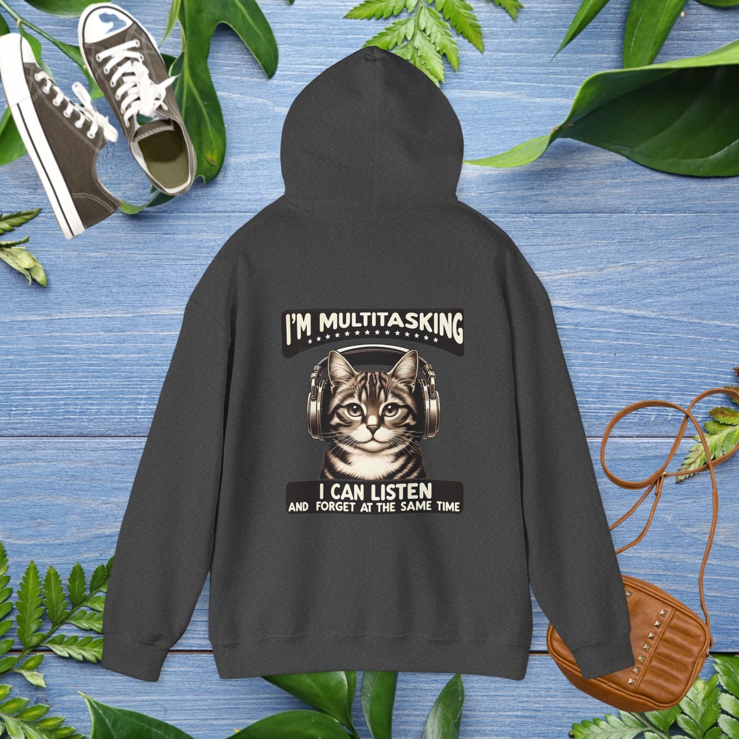 Multitasking Cat Unisex Hoodie (Back Printing) - furevermama
