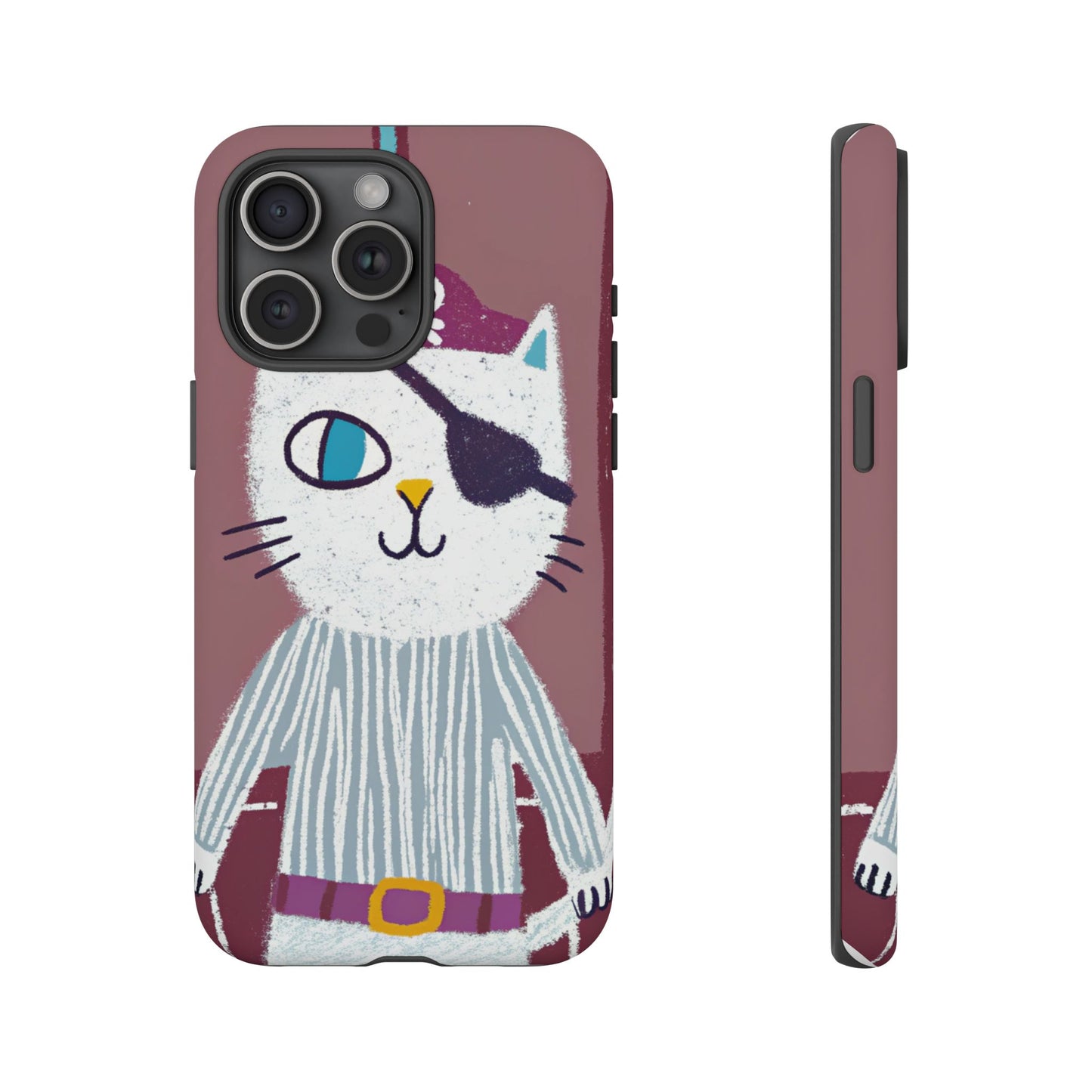 Phone Cases - Hand-Drawn Pirate Cat Design for Cat Lovers