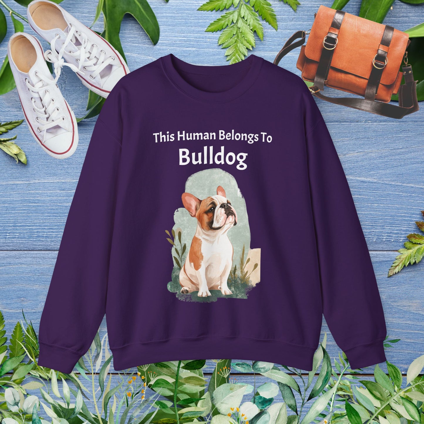 This Human Belongs To Bulldog Unisex Sweatshirt - furevermama