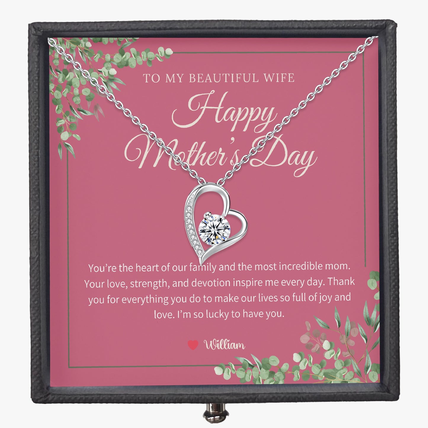 Zirconia Necklace with Gift Box - To My Beautiful Wife - furevermama