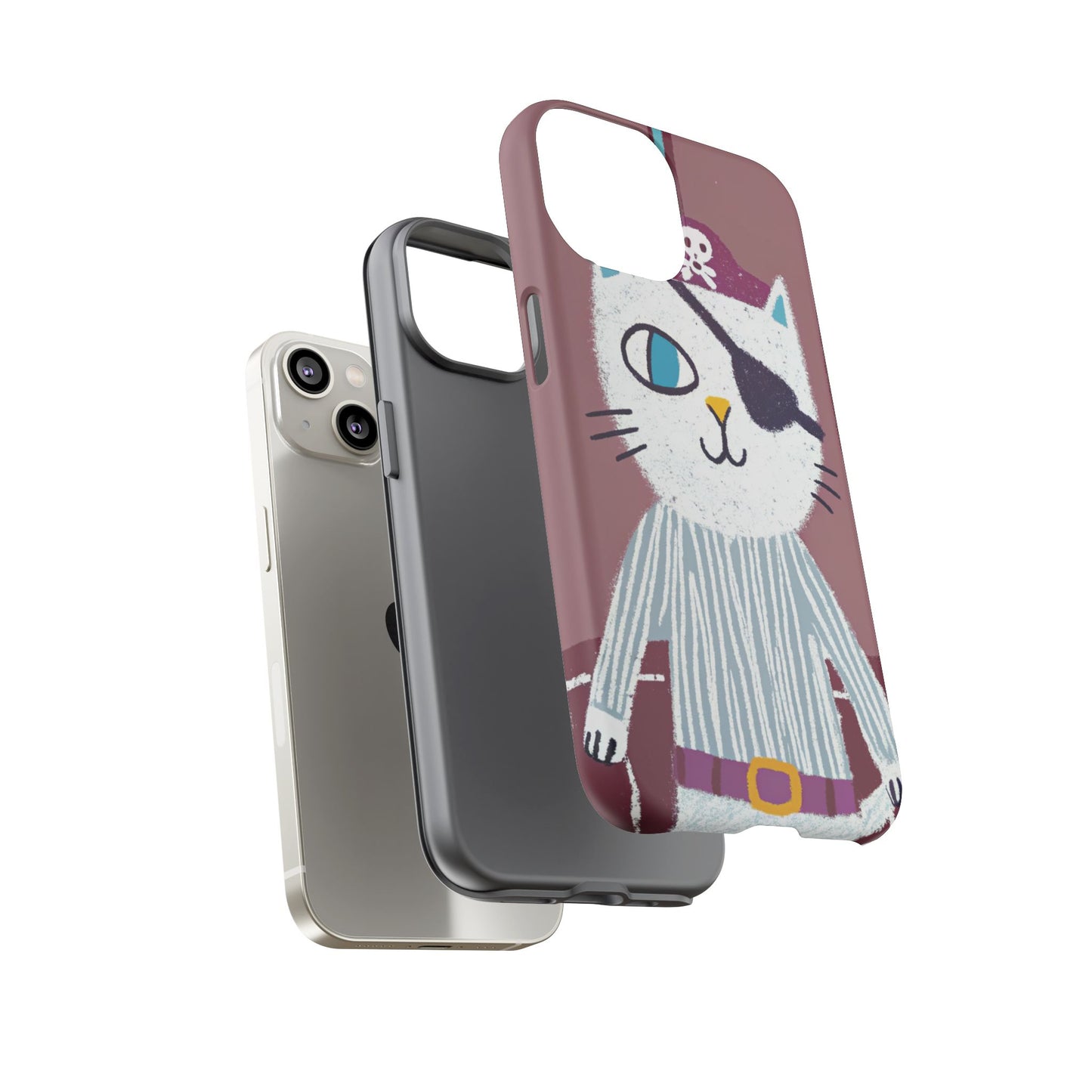 Phone Cases - Hand-Drawn Pirate Cat Design for Cat Lovers