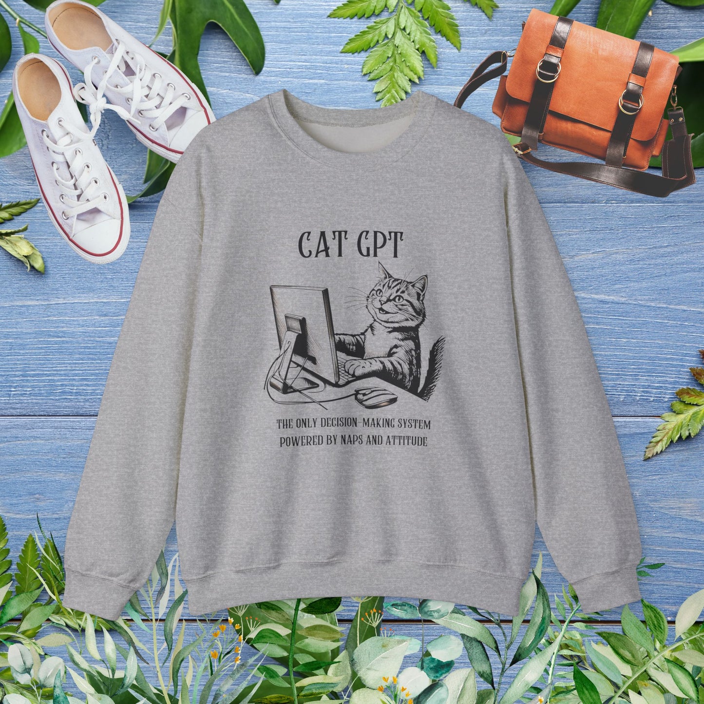 CAT GPT Sweatshirt - Funny Crewneck Sweatshirt For Cat Lover - furevermama
