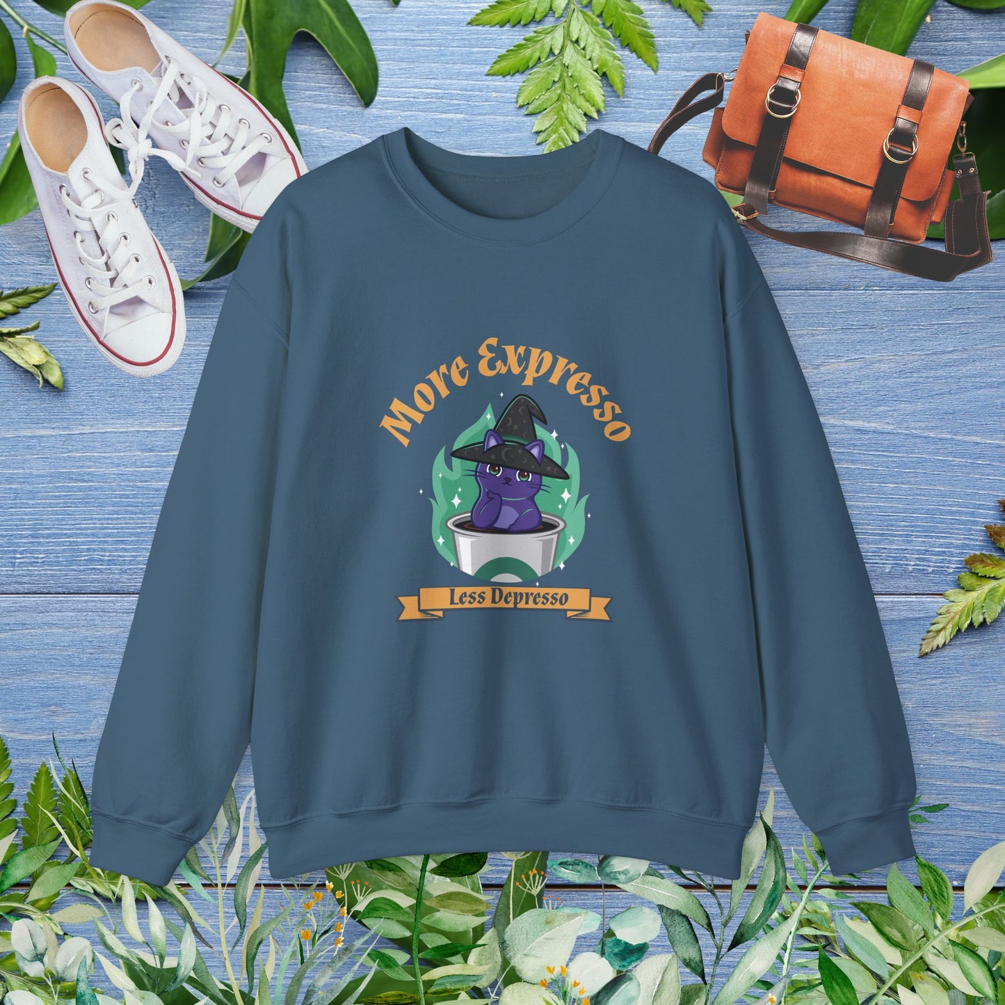 More Expresso Cat Crewneck Sweatshirt - furevermama