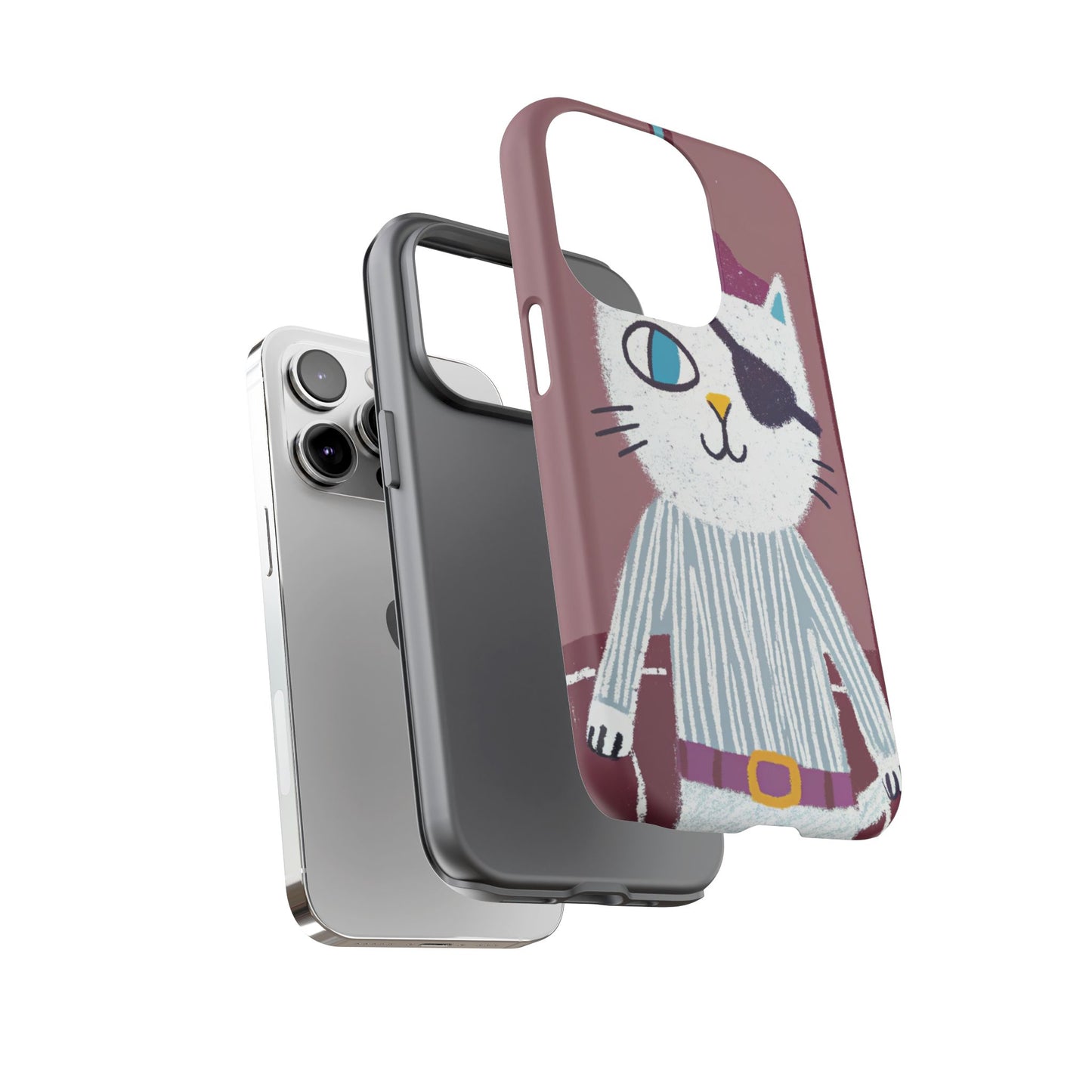 Phone Cases - Hand-Drawn Pirate Cat Design for Cat Lovers
