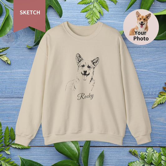 Custom Pet Sketch Crewneck Sweatshirt - furevermama