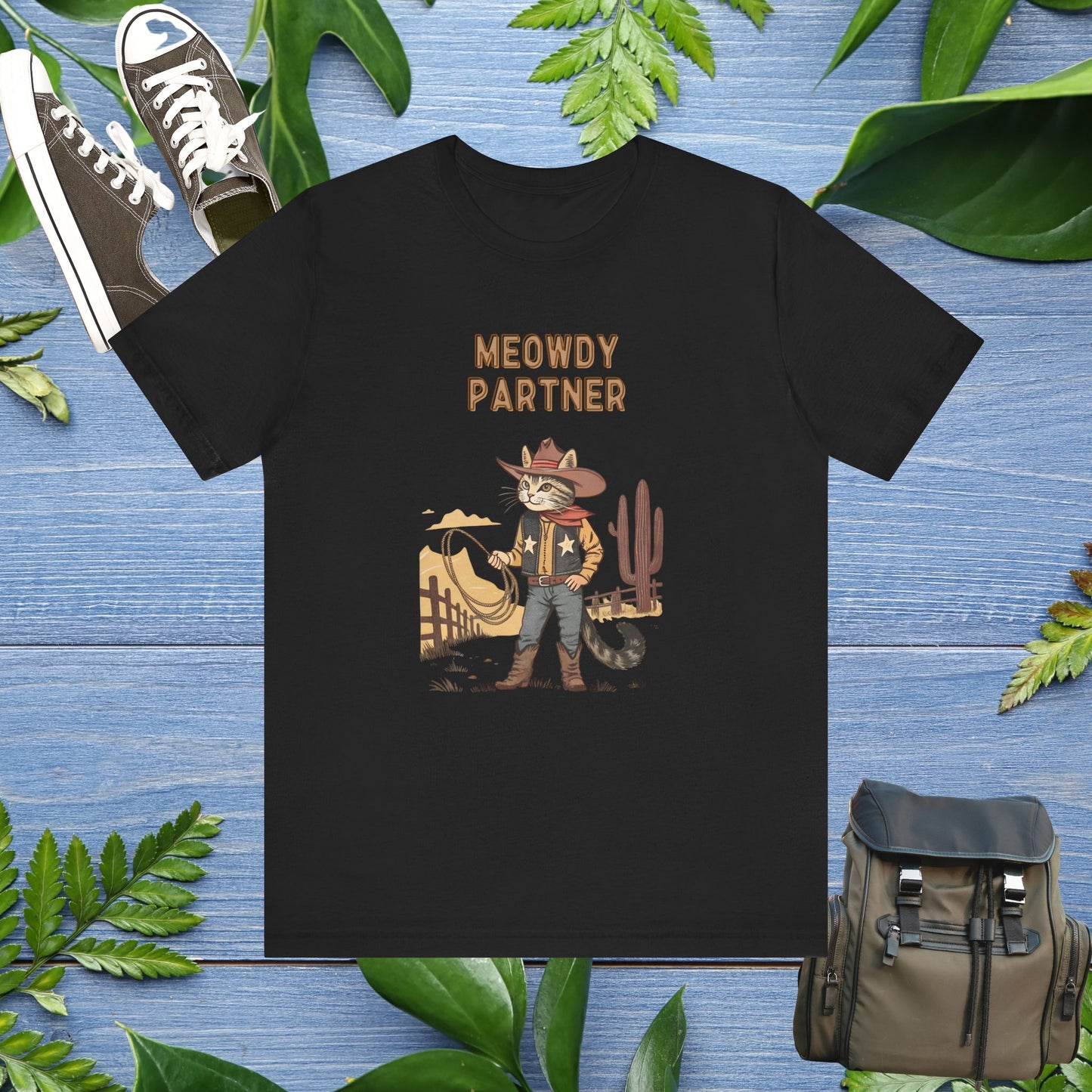 The Meowdy Partner - Cowboy Cat Image T-Shirt - furevermama