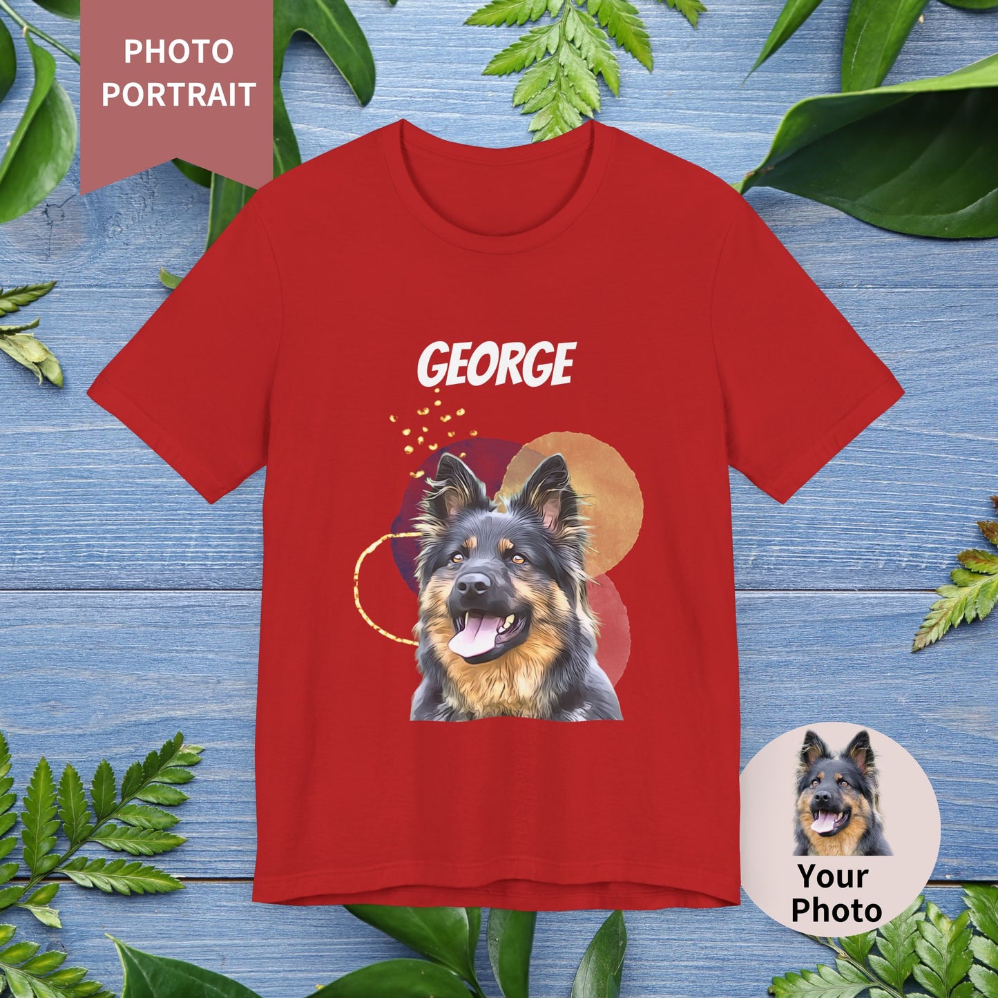 Custom Pet Portrait T-Shirt, Watercolor Background - furevermama