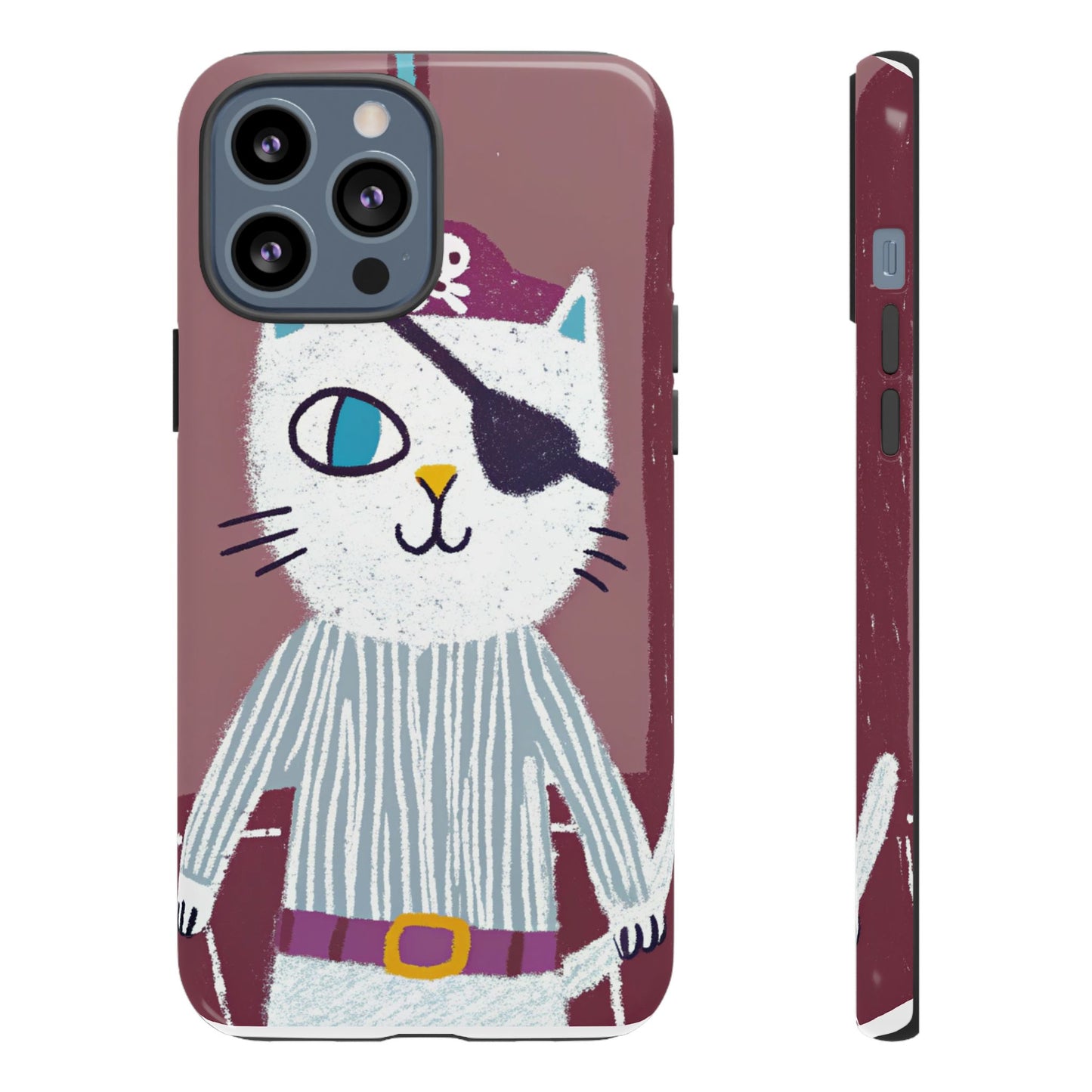 Phone Cases - Hand-Drawn Pirate Cat Design for Cat Lovers