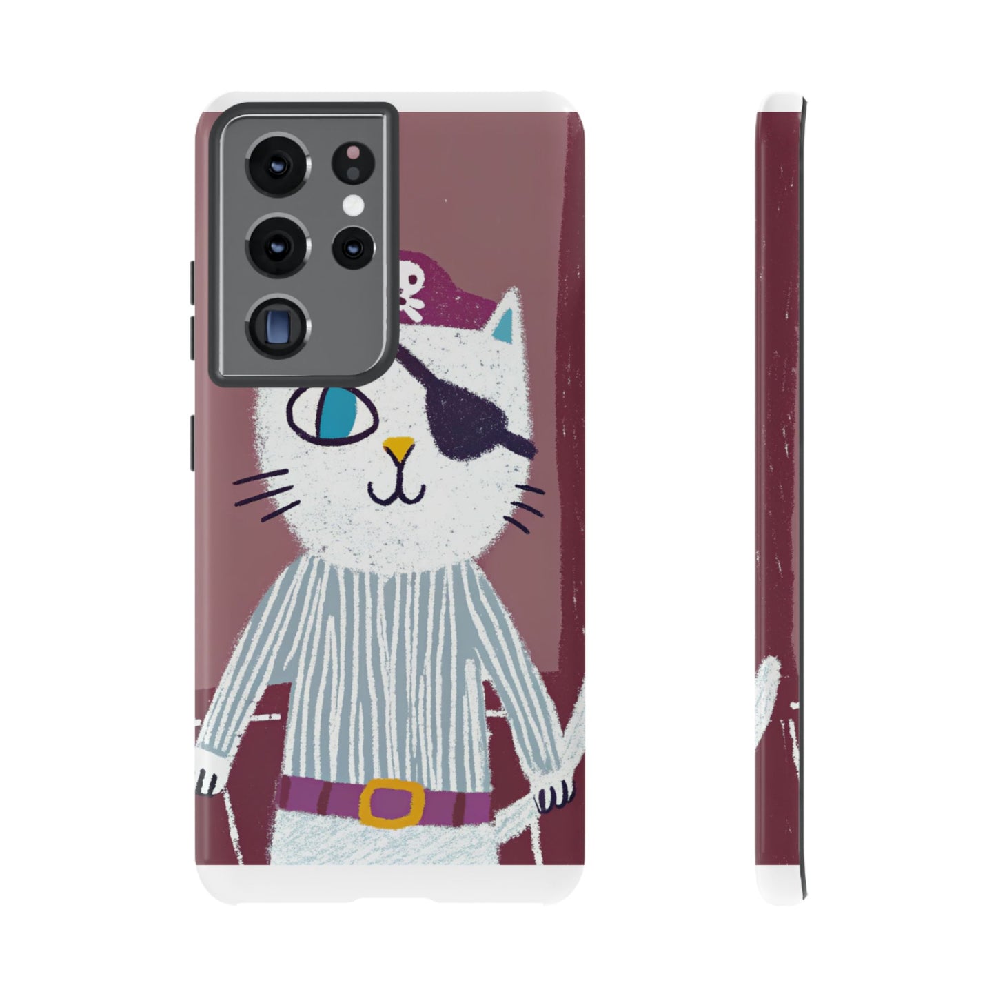 Phone Cases - Hand-Drawn Pirate Cat Design for Cat Lovers