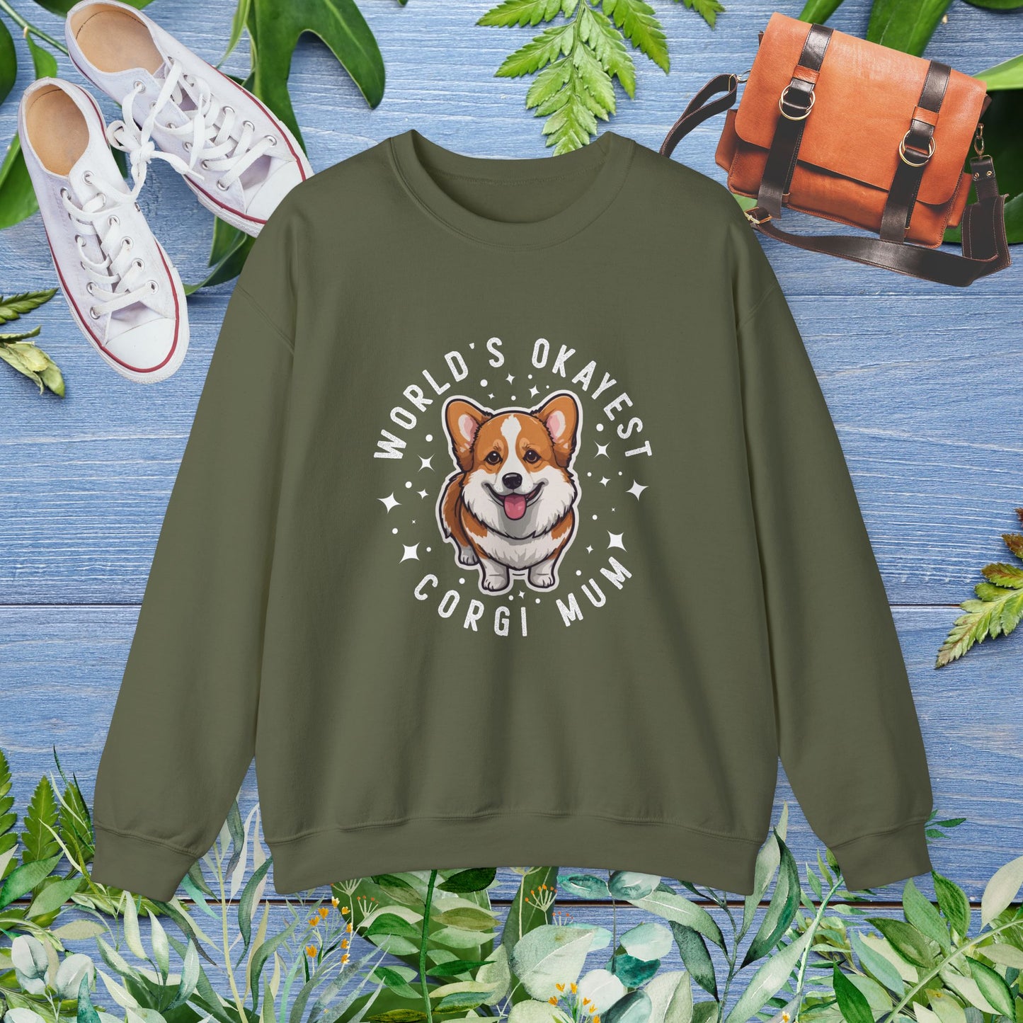World's Okayest Corgi Mum Crewneck Sweatshirt - furevermama