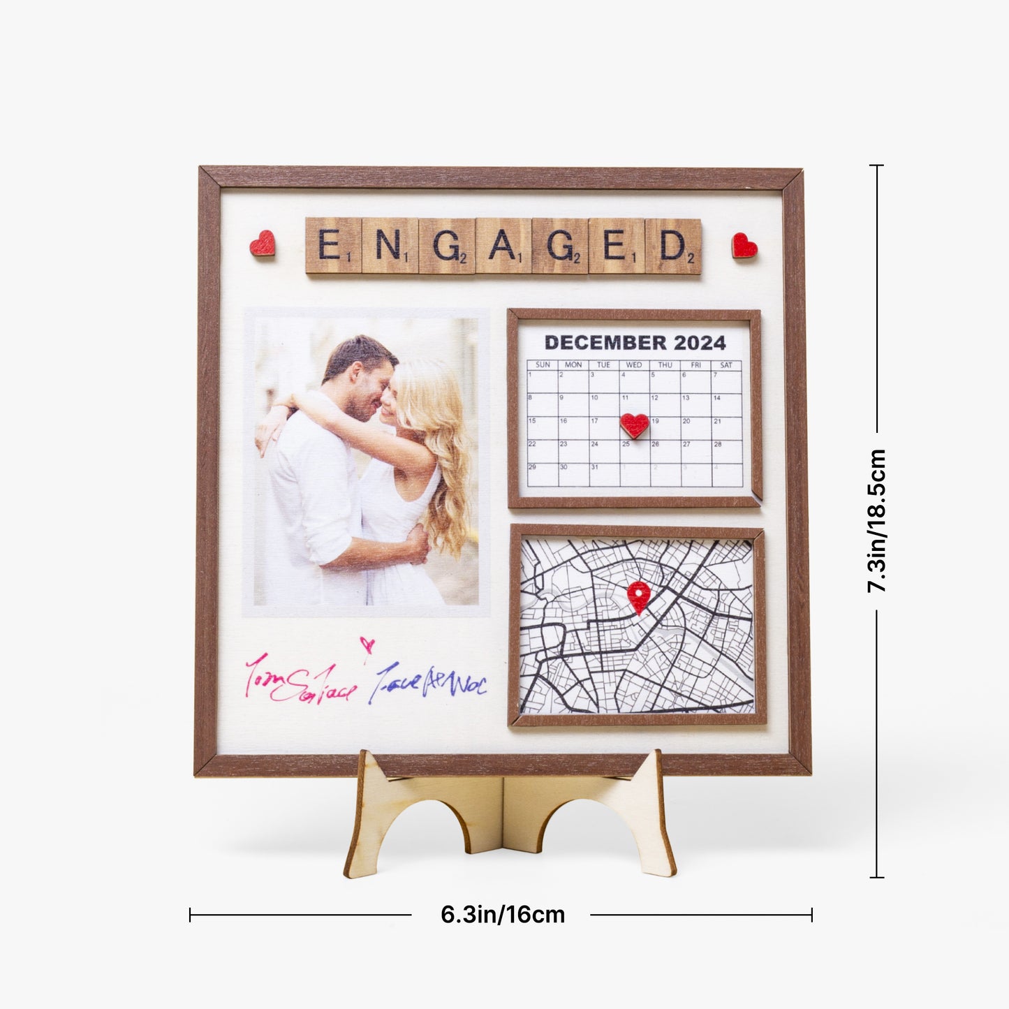 Wooden Photo Frame - Personalised Engagement Gift - furevermama