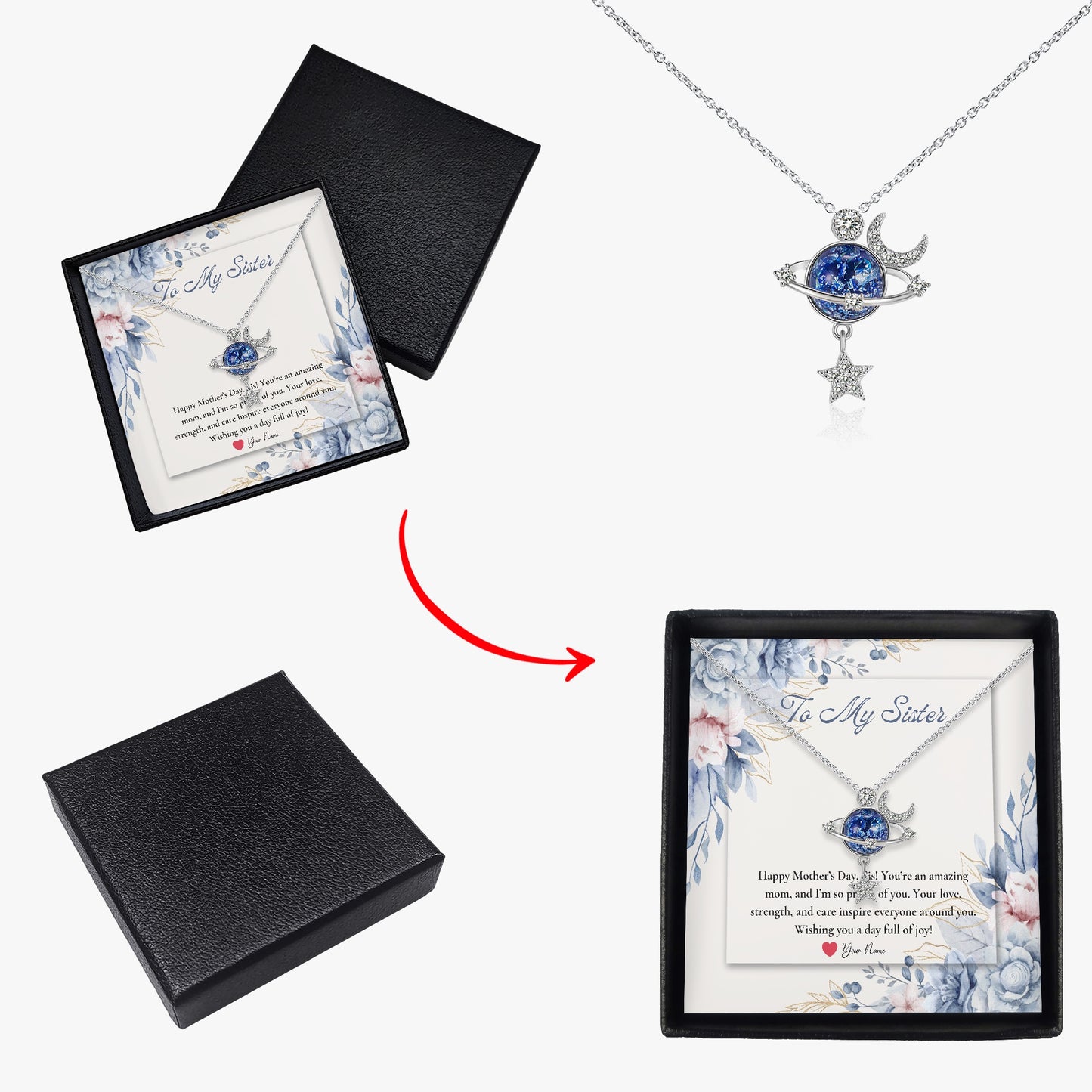 Moon and Star Necklace with Gift Box - For Sister - furevermama