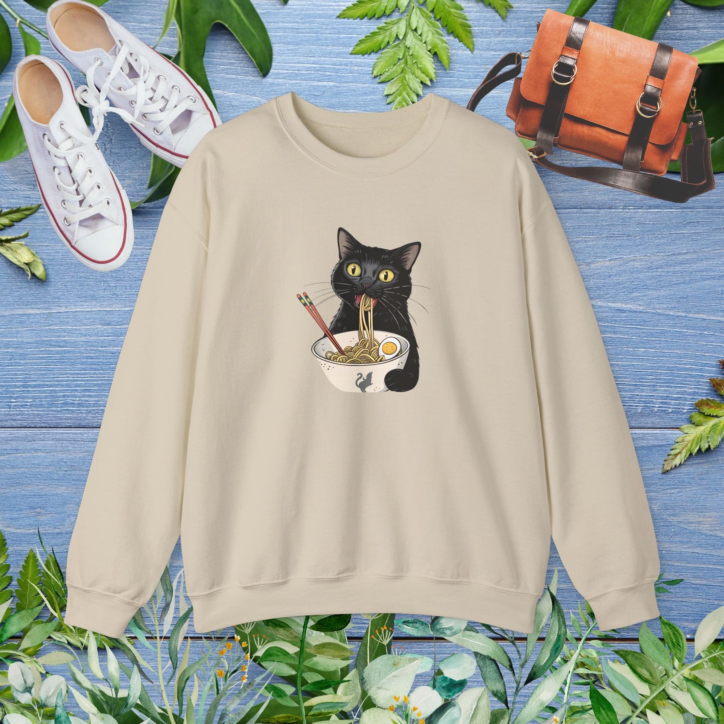 My Cat Eating My Ramen Crewneck Sweatshirt - furevermama