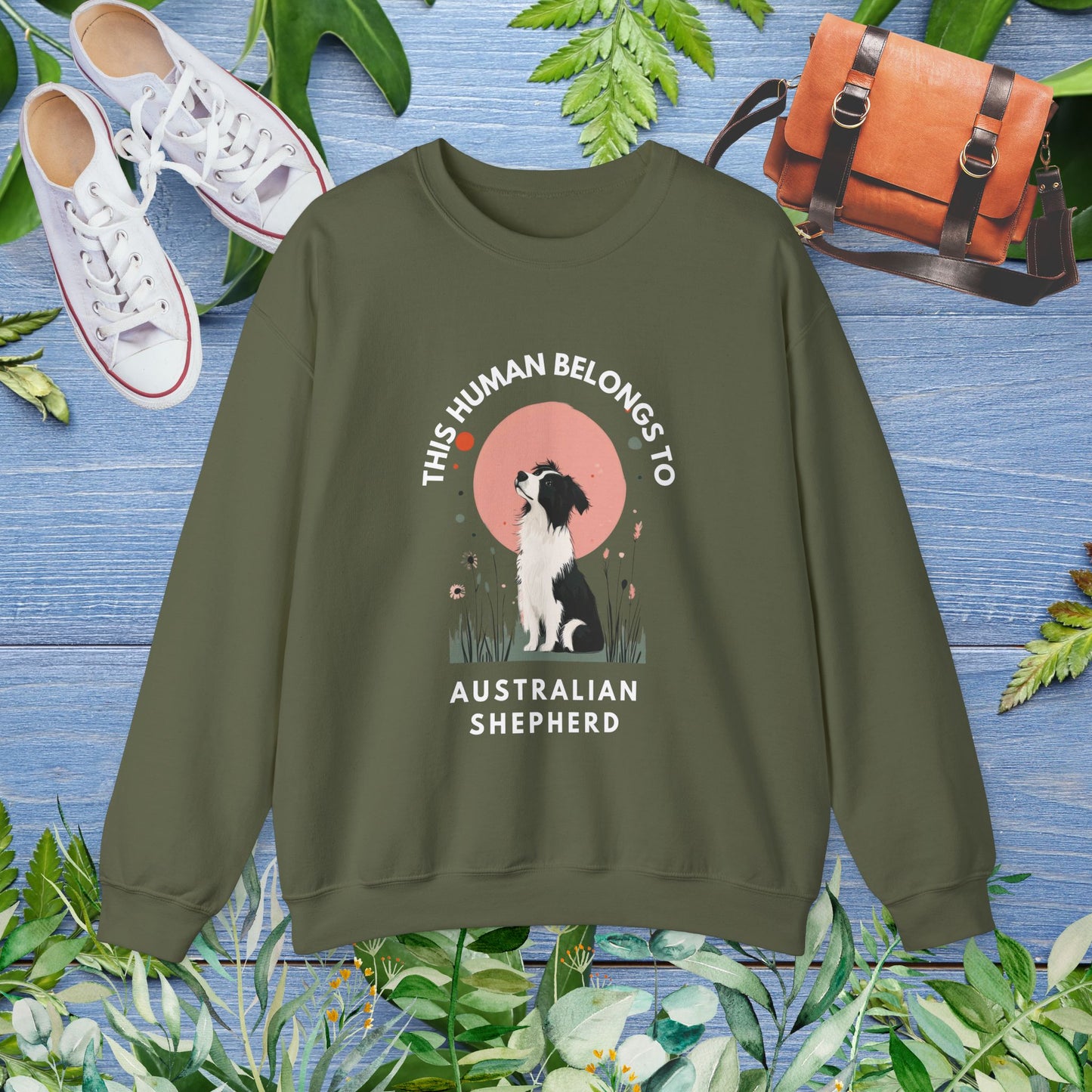 This Human Belongs To Australian Shepherd Unisex Sweatshirt - furevermama