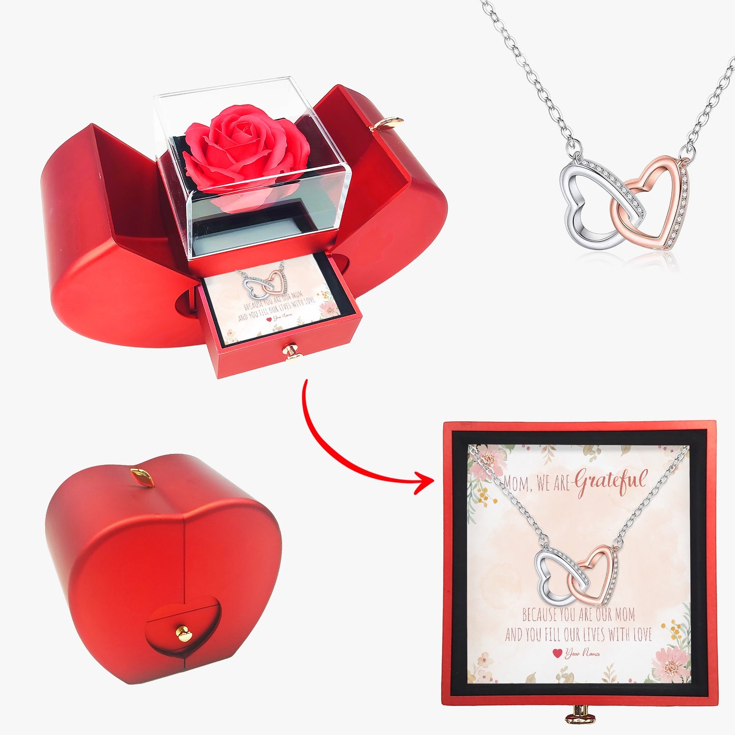 Connected Hearts Necklace With Mother's Gift Card - furevermama