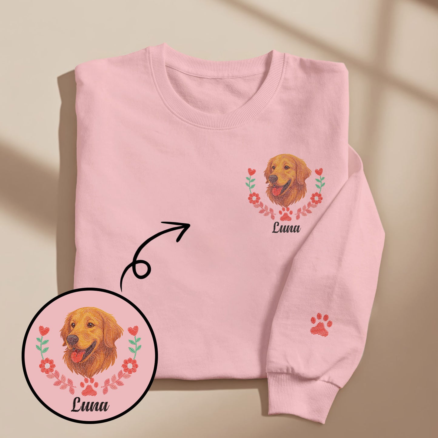 Custom Pet Embroidered Sweatshirt