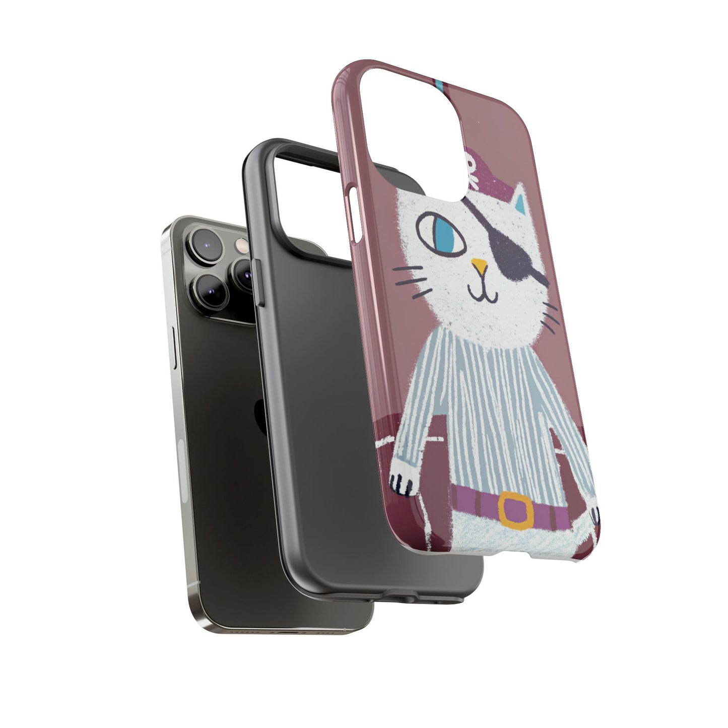 Phone Cases - Hand-Drawn Pirate Cat Design for Cat Lovers