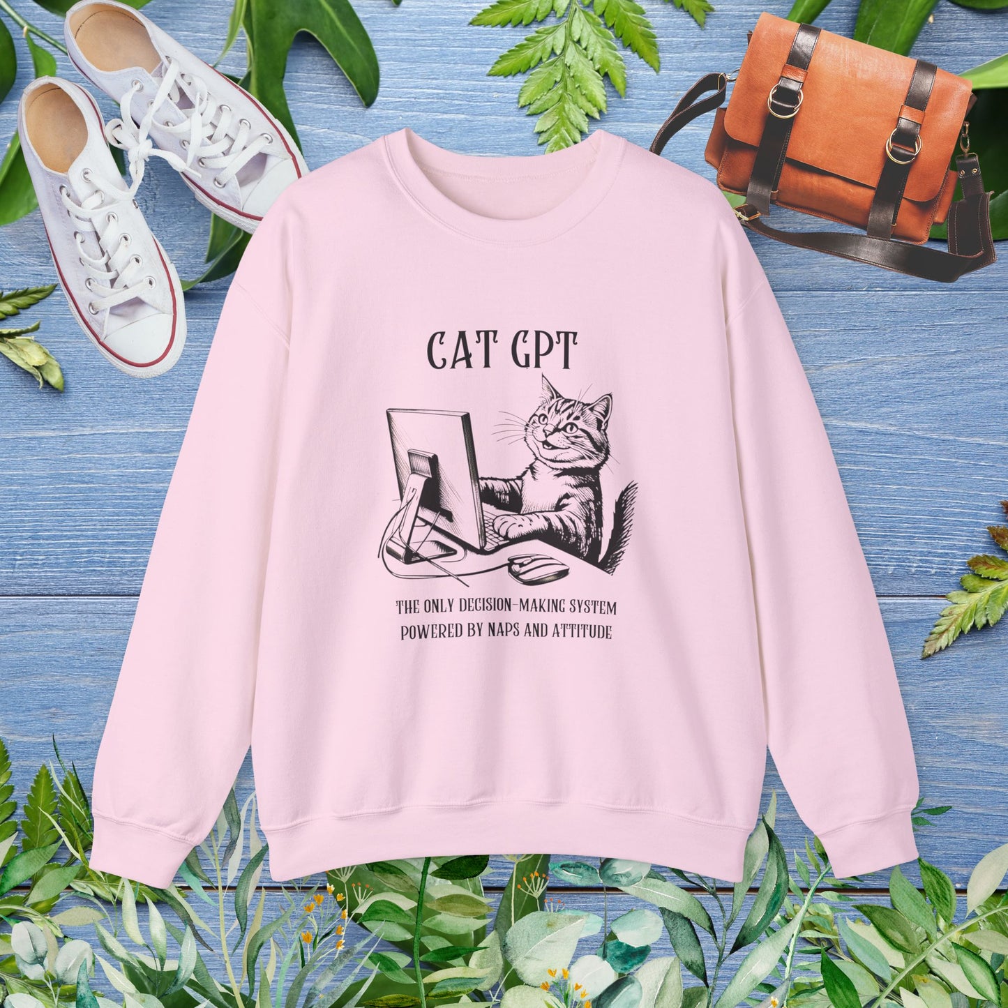 CAT GPT Sweatshirt - Funny Crewneck Sweatshirt For Cat Lover - furevermama