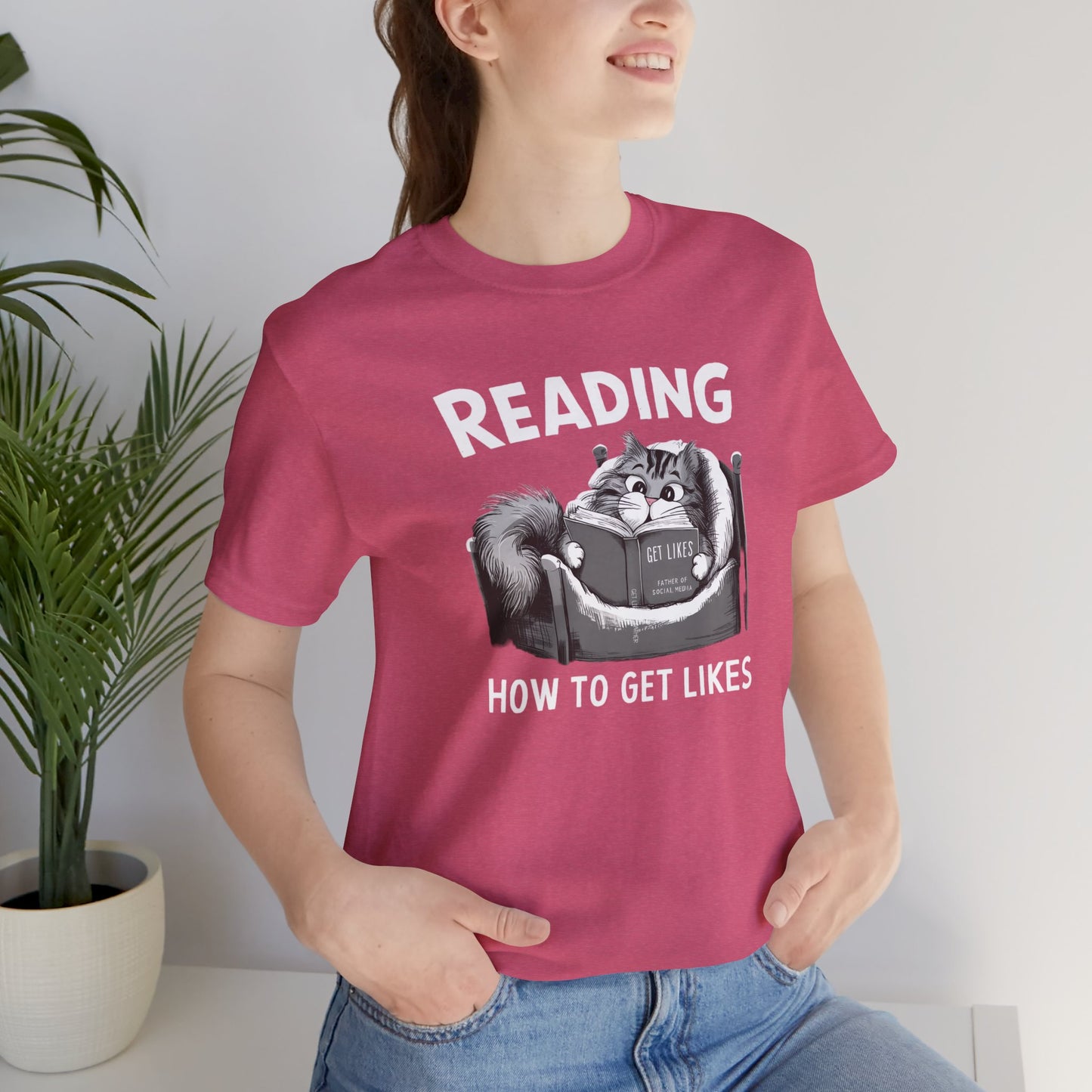Cat Reading How To Get Likes Unisex Jersey Short Sleeve Tee - furevermama