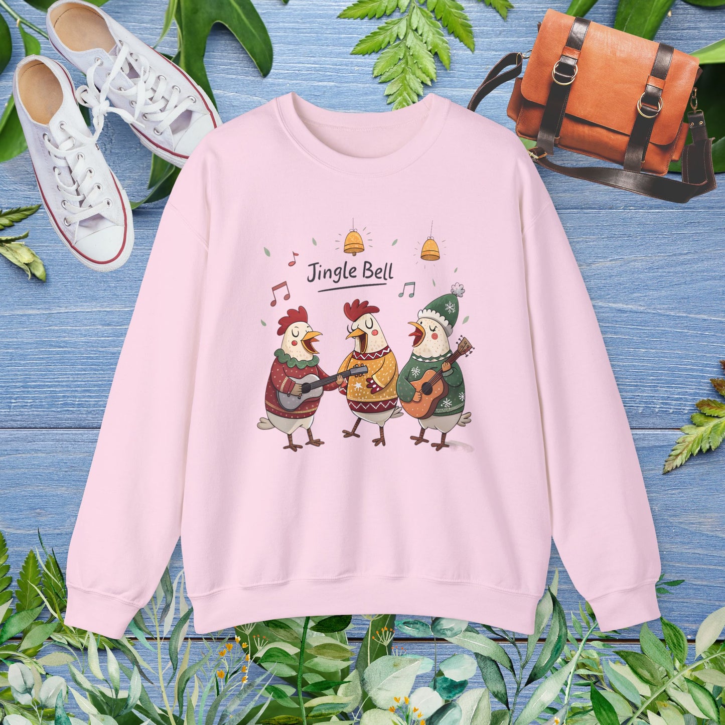 Funny Hens Singing Jingle Bell Crewneck Sweatshirt - furevermama