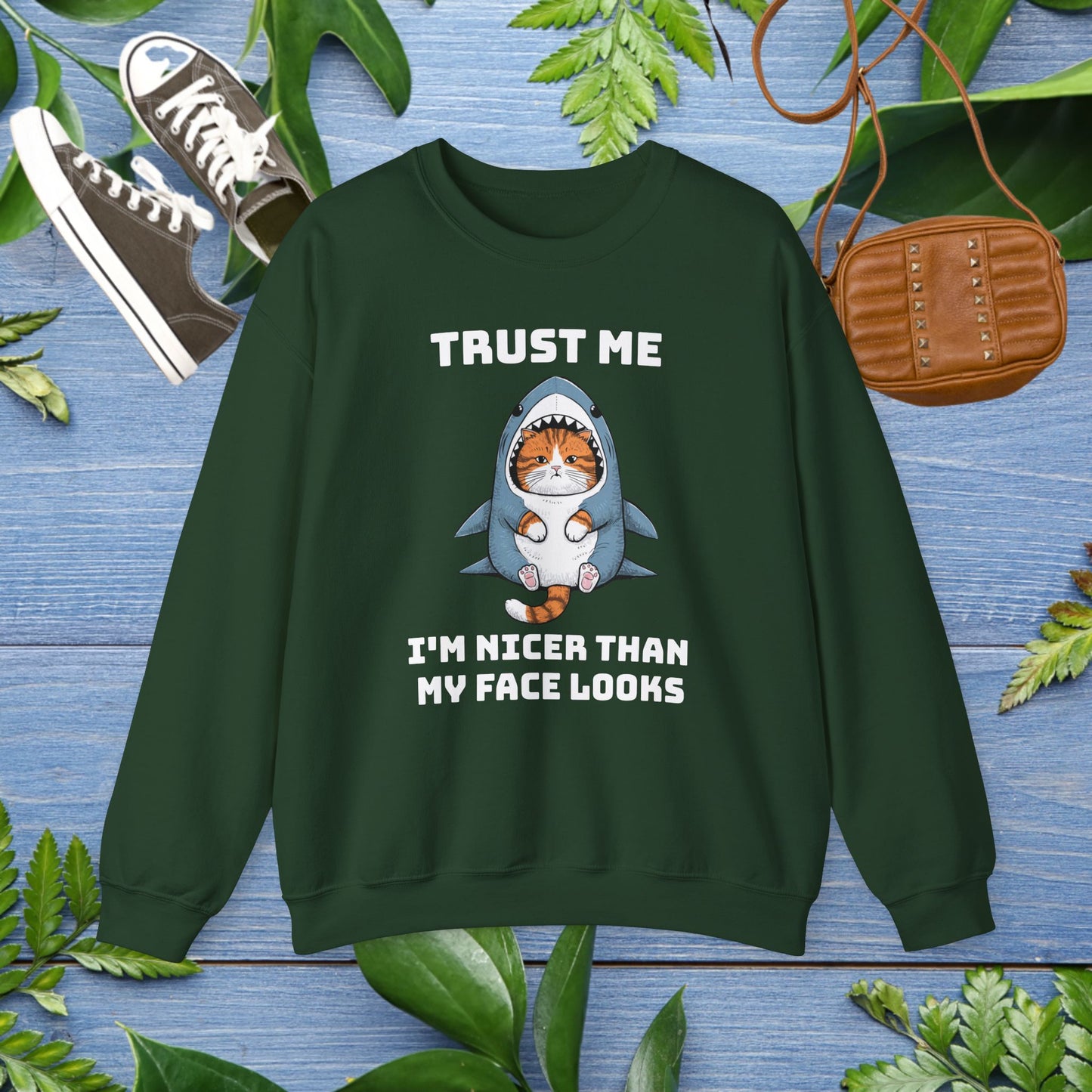 Cat in Shark Costume Unisex Sweatshirt - furevermama