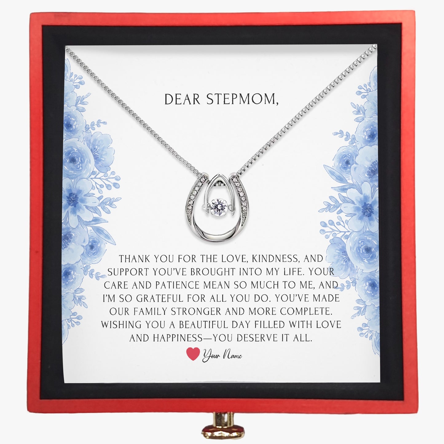 Horseshoe Necklace with Gift Box - To Step Mother - furevermama
