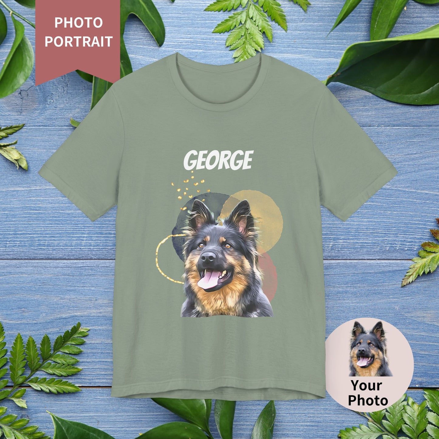 Custom Pet Portrait T-Shirt, Watercolor Background - furevermama