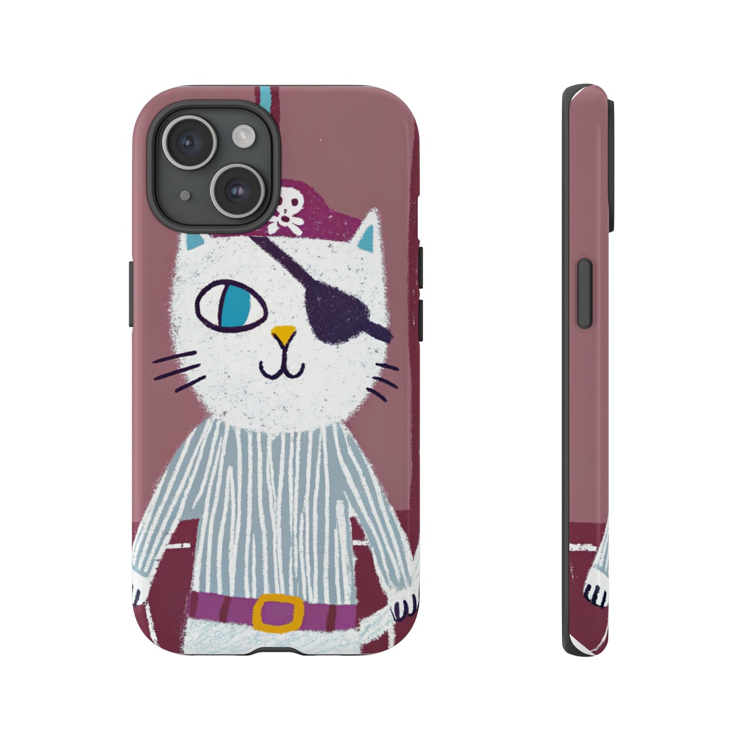 Phone Cases - Hand-Drawn Pirate Cat Design for Cat Lovers