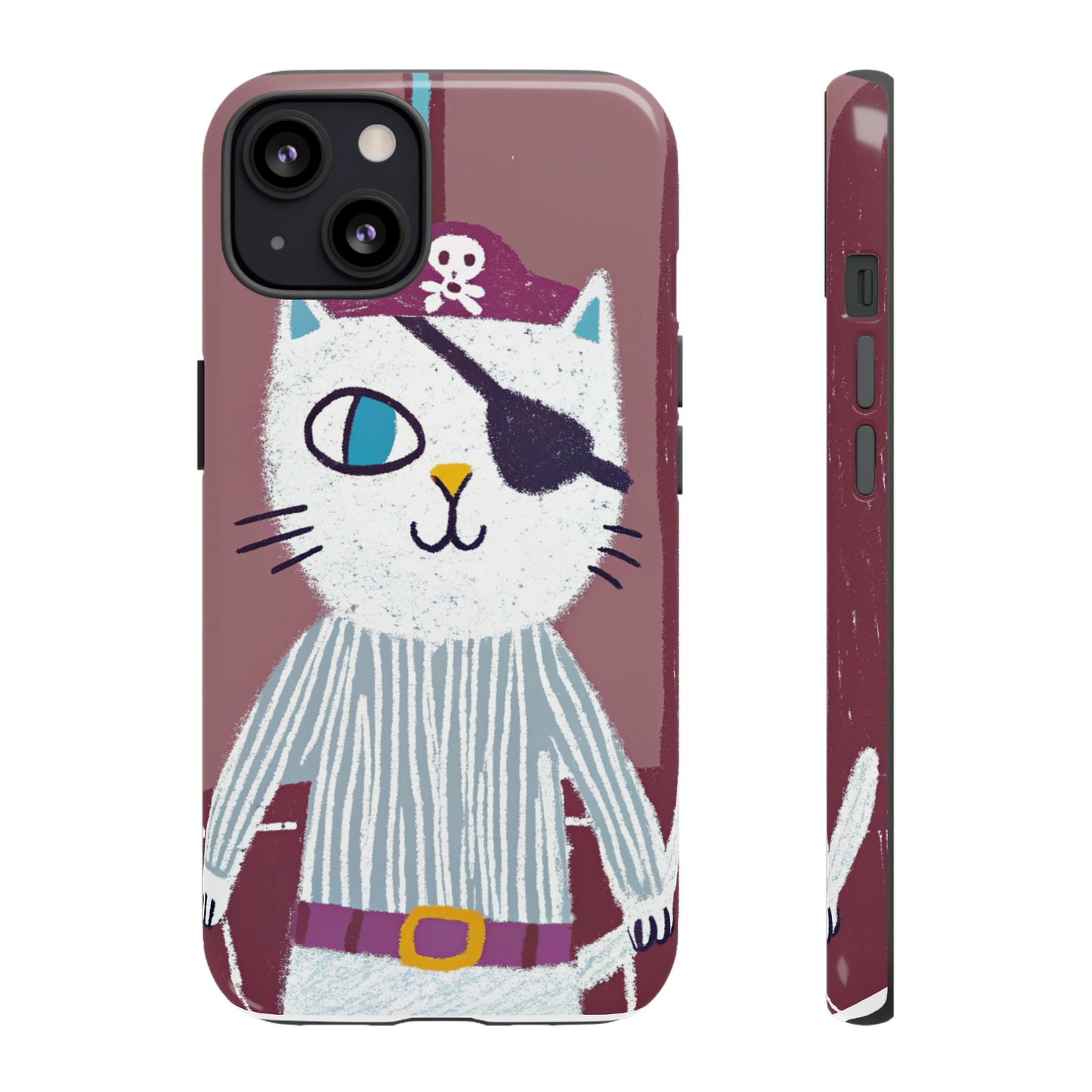 Phone Cases - Hand-Drawn Pirate Cat Design for Cat Lovers