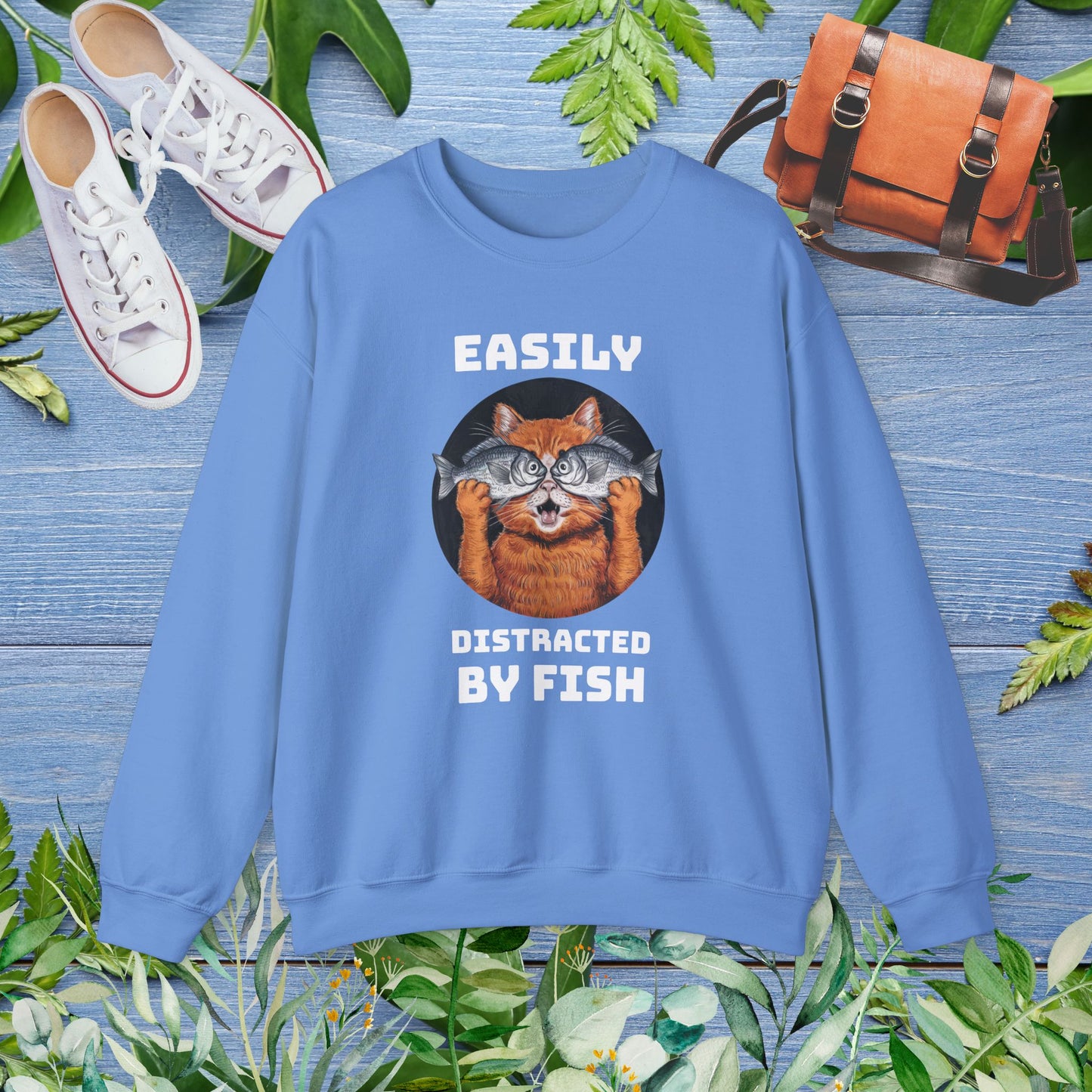 Easily Distracted by Fish, Cat Sweatshirt - furevermama