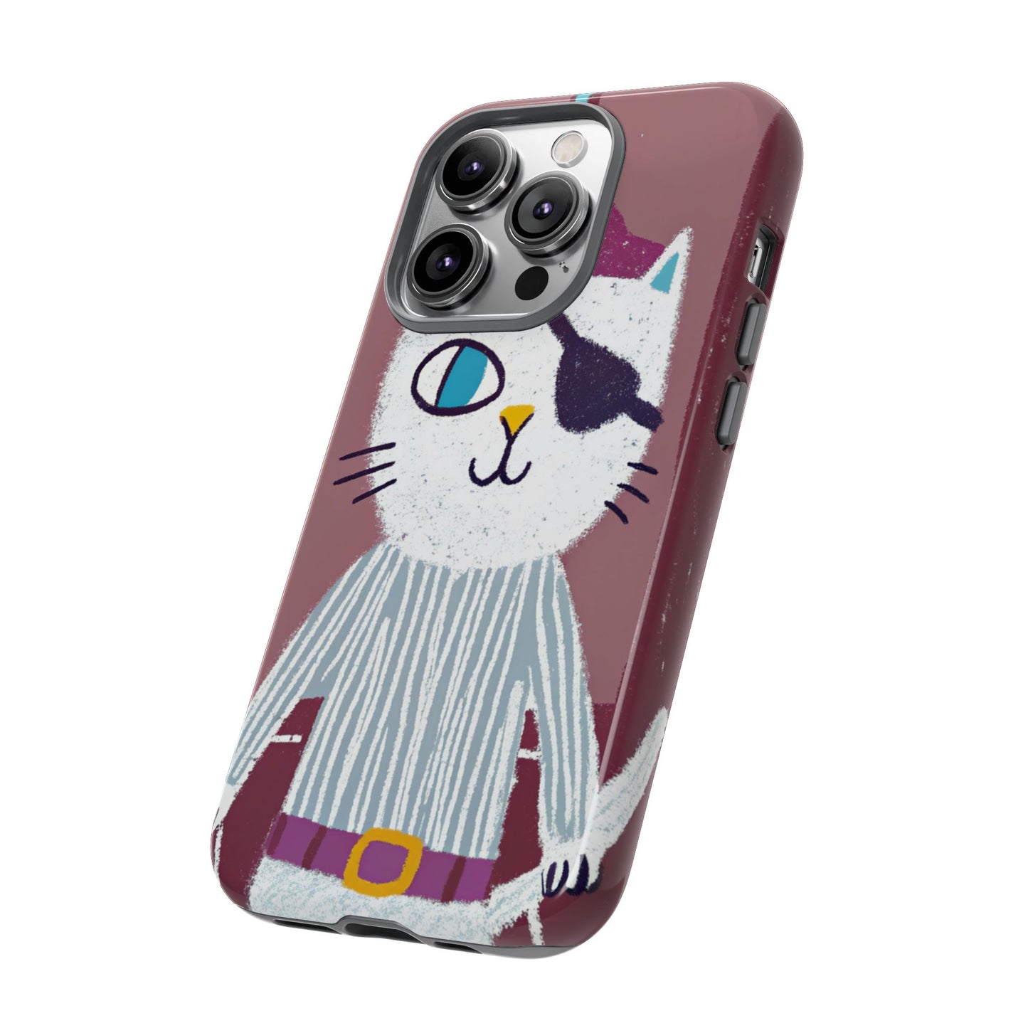 Phone Cases - Hand-Drawn Pirate Cat Design for Cat Lovers